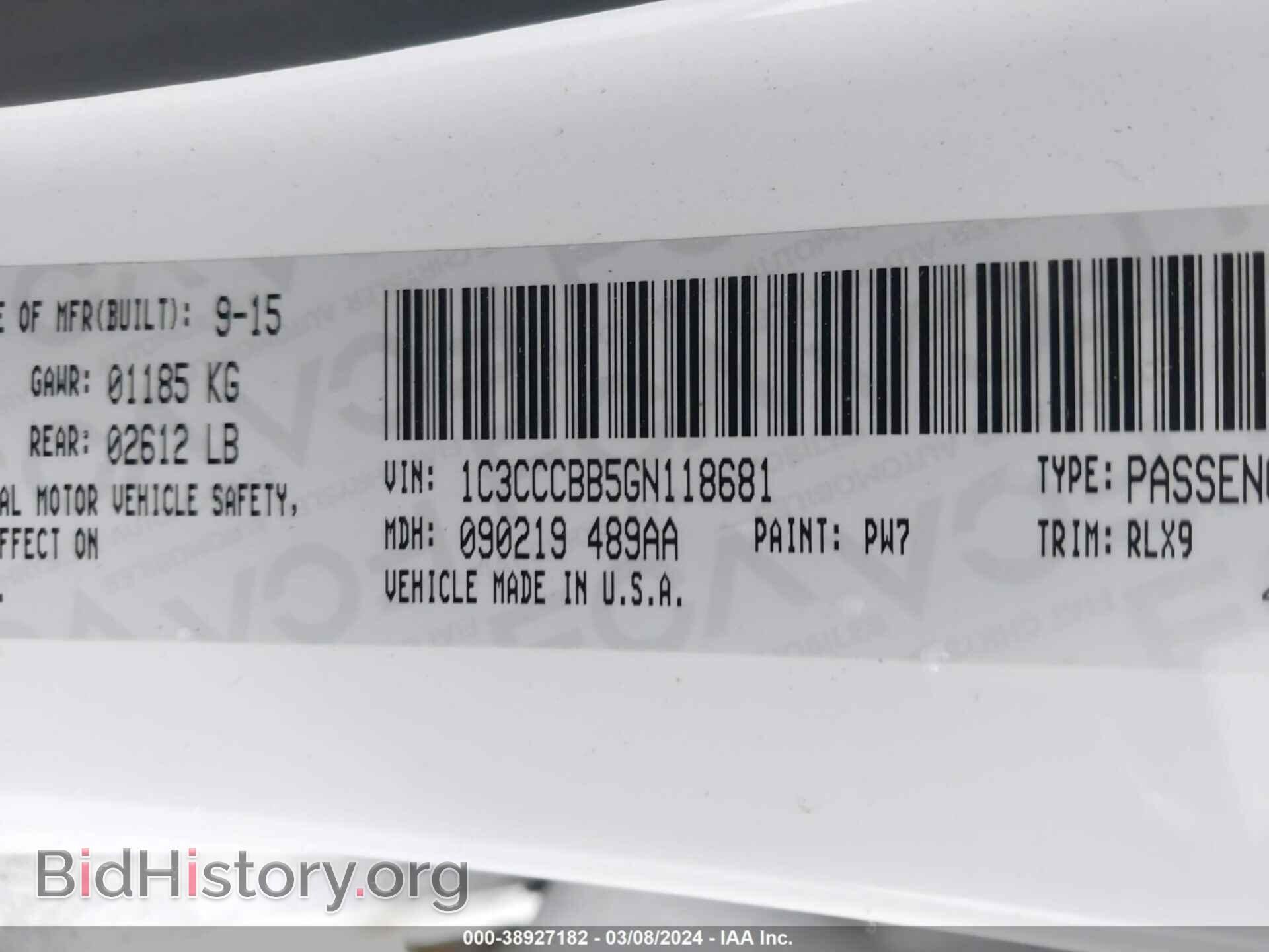 2016 CHRYSLER 200 - VIN: 1C3CCCBB5GN118681 - Photo 9