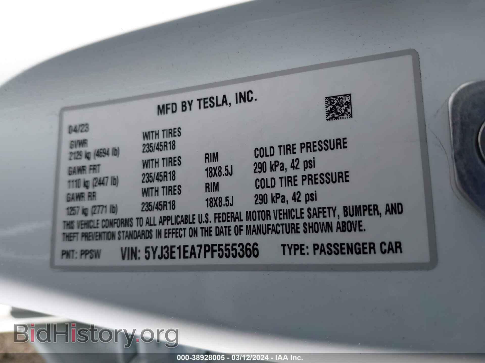 2023 TESLA MODEL 3 - VIN: 5YJ3E1EA7PF555366 - Фото 9