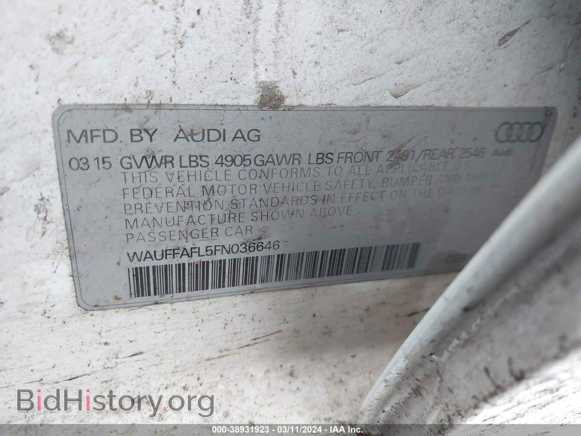 2015 AUDI A4 - VIN: WAUFFAFL5FN036646 - Фото 9