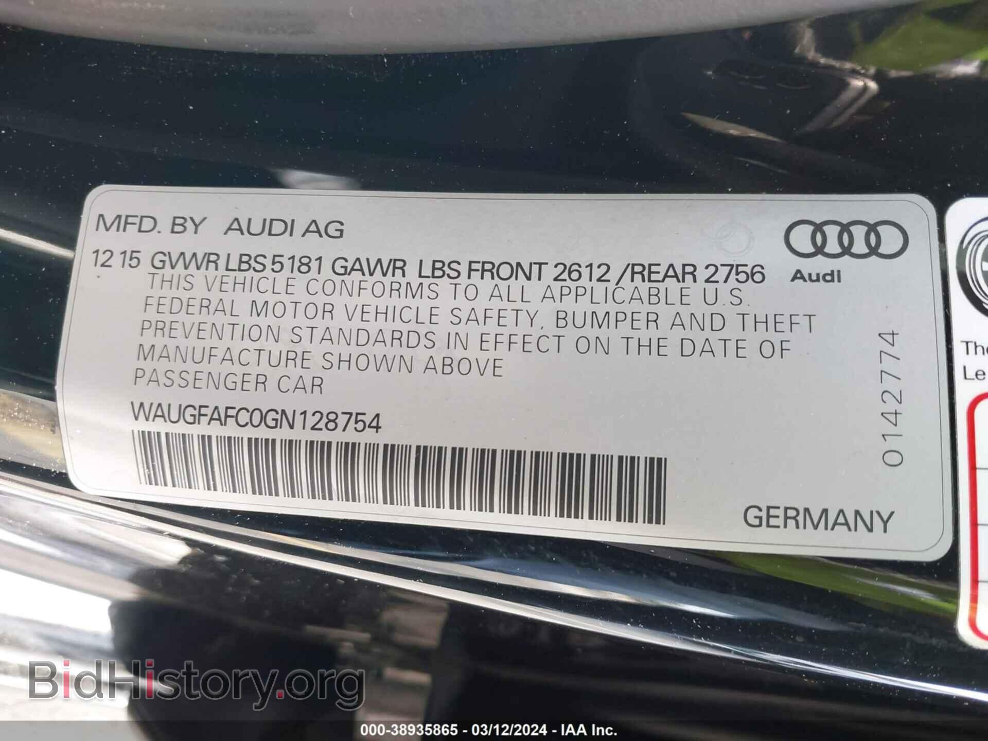 2016 AUDI A6 - VIN: WAUGFAFC0GN128754 - Фото 9