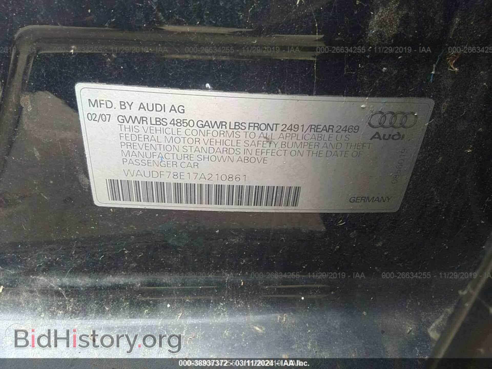 2007 AUDI A4 - VIN: WAUDF78E17A210861 - Photo 9