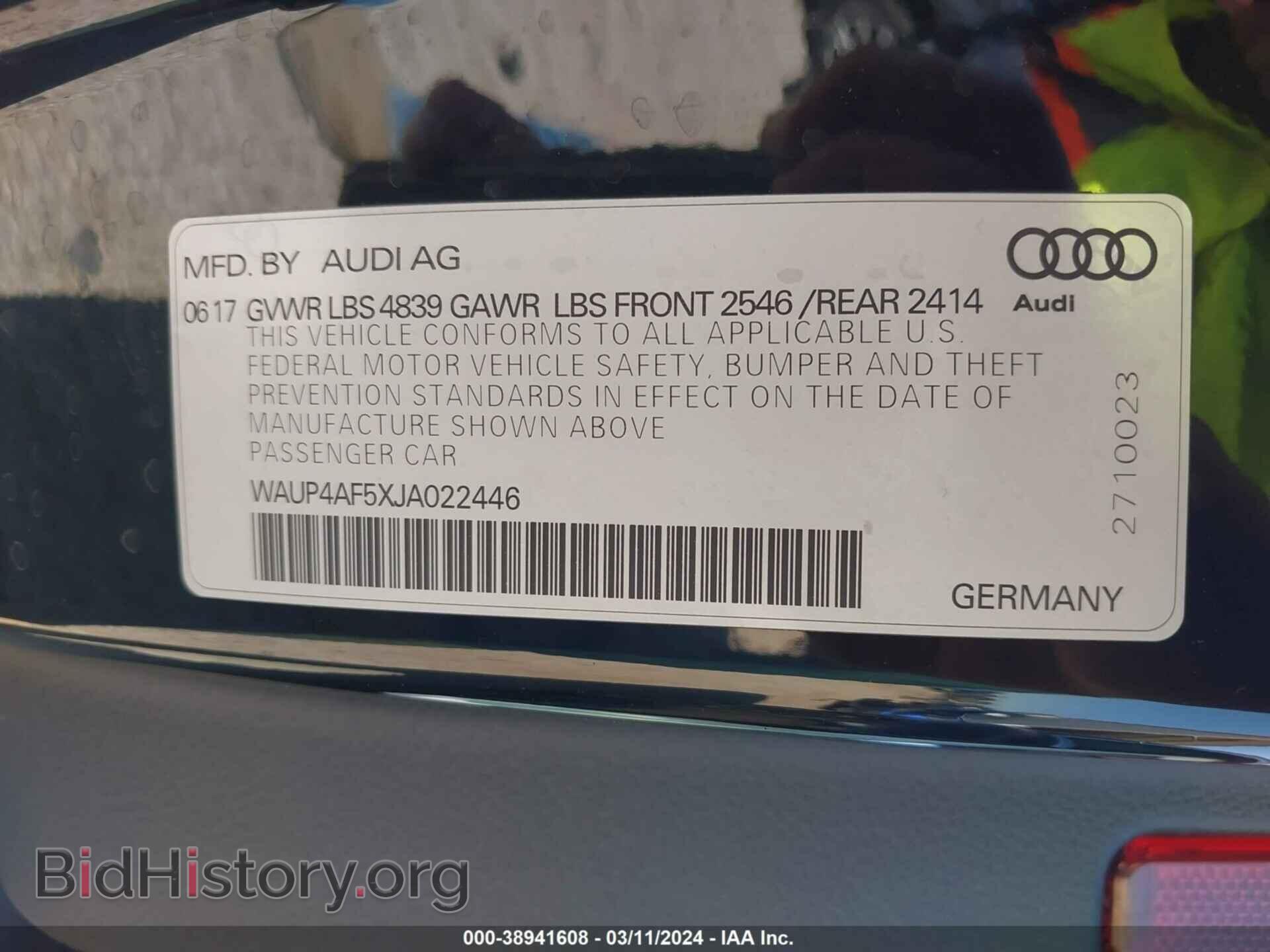 2018 AUDI S5 - VIN: WAUP4AF5XJA022446 - Фото 9