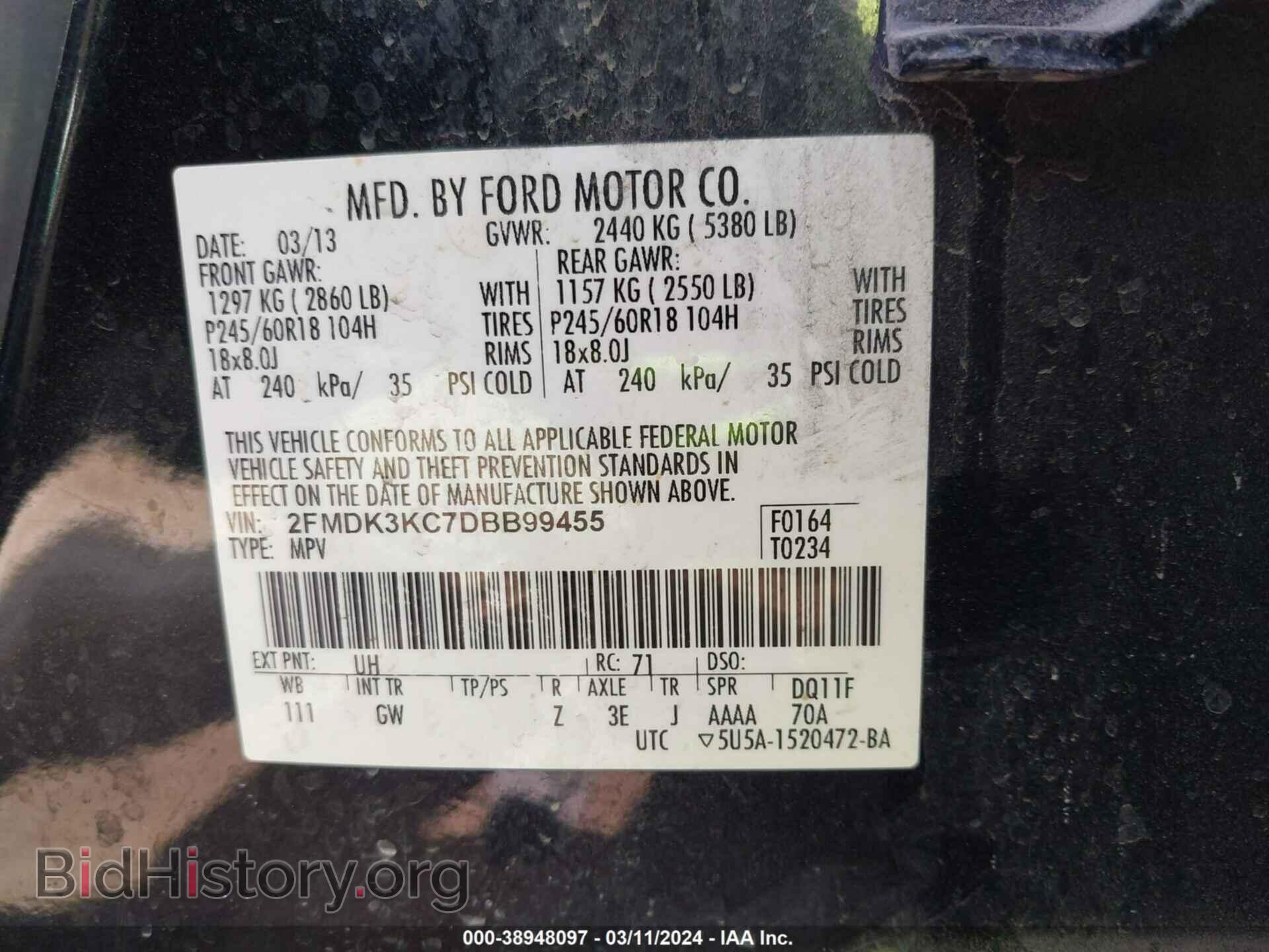 2013 FORD EDGE - VIN: 2FMDK3KC7DBB99455 - Photo 9