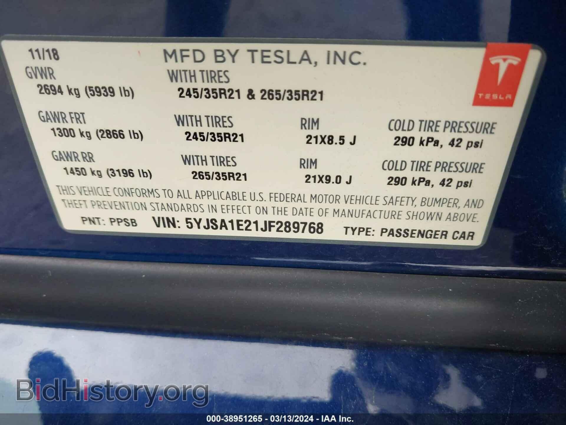 2018 TESLA MODEL S - VIN: 5YJSA1E21JF289768 - Photo 9