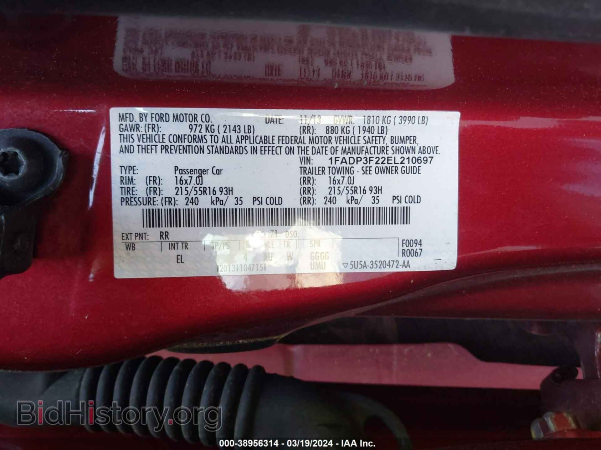 2014 FORD FOCUS - VIN: 1FADP3F22EL210697 - Фото 9