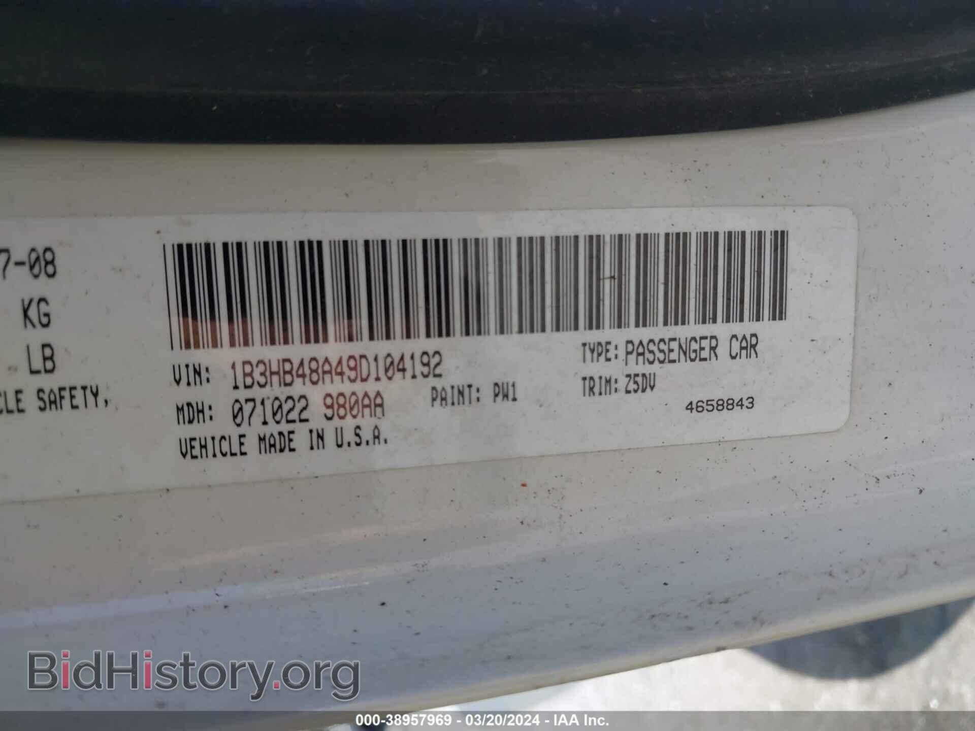 2009 DODGE CALIBER - VIN: 1B3HB48A49D104192 - Фото 9