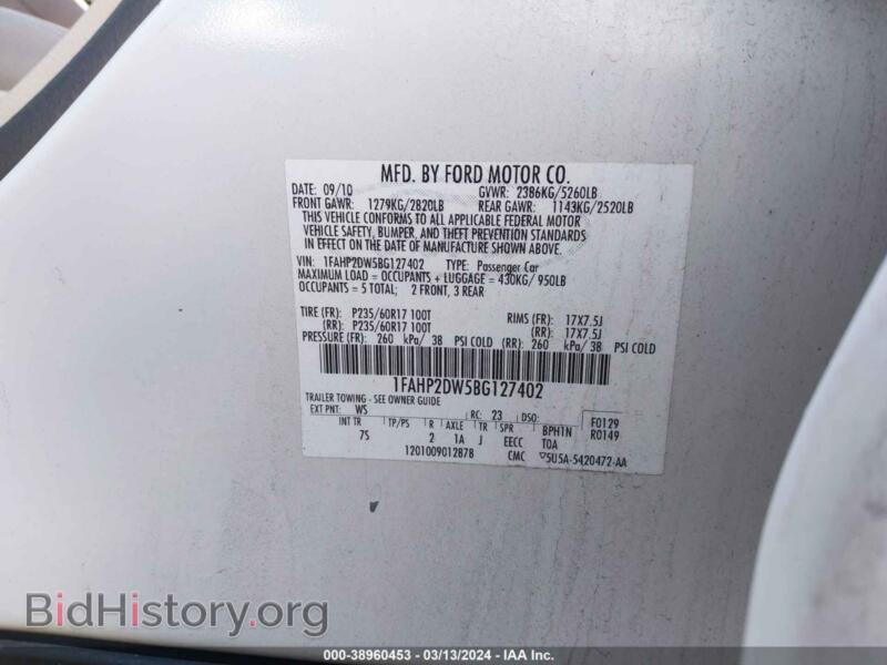 2011 Ford TAURUS (VIN 1FAHP2DW5BG127402) — photo 9 of 15