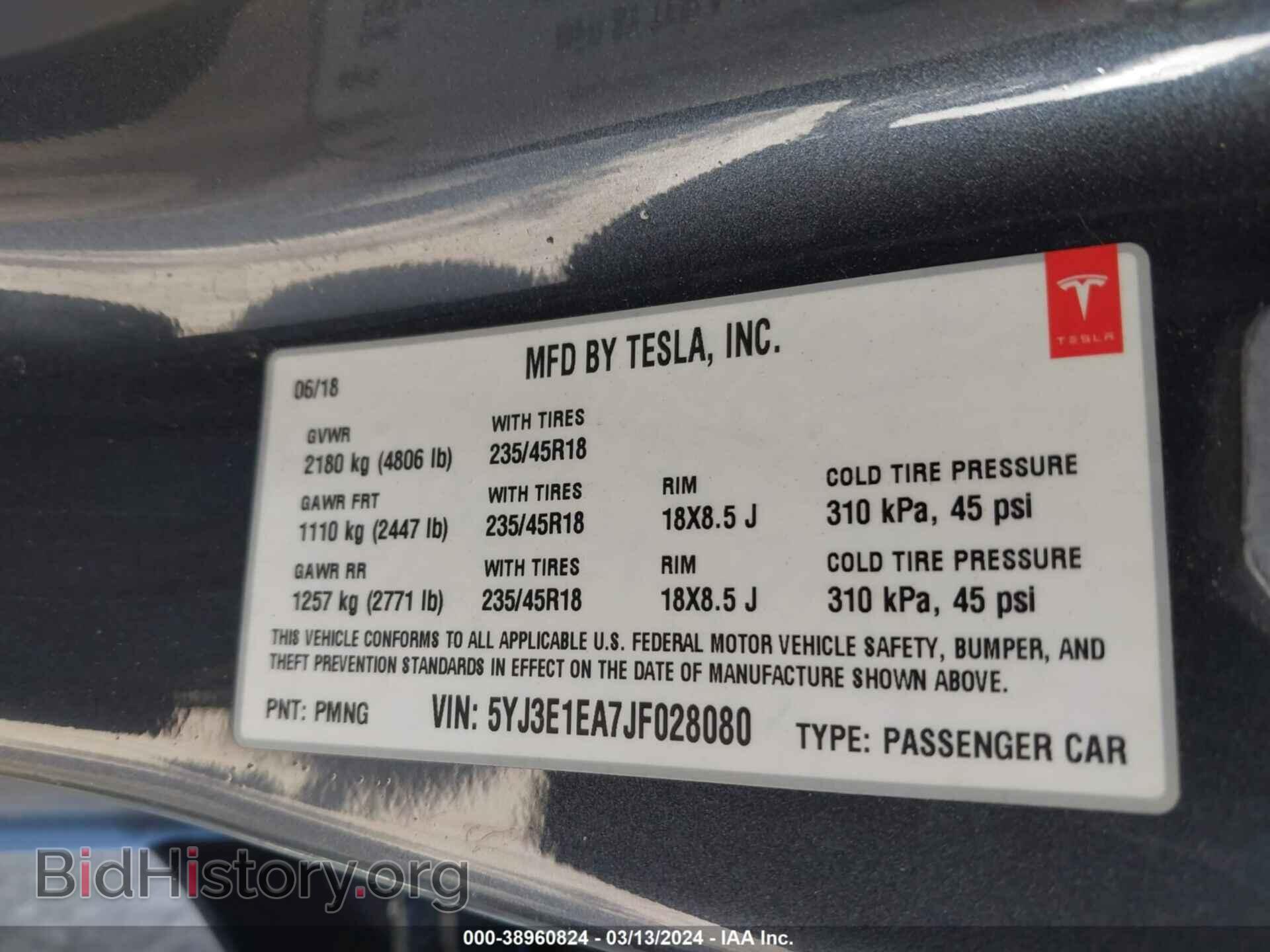 2018 TESLA MODEL 3 - VIN: 5YJ3E1EA7JF028080 - Фото 9