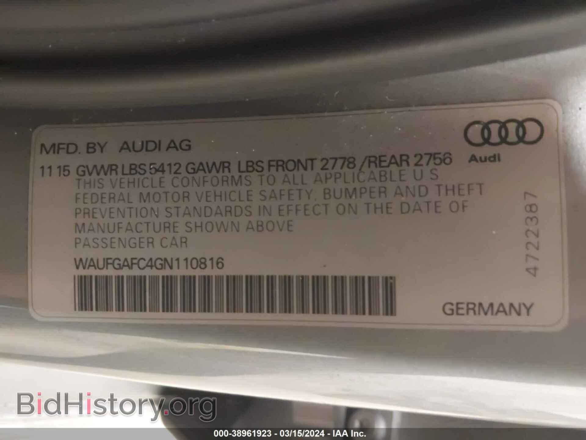 2016 AUDI A6 - VIN: WAUFGAFC4GN110816 - Фото 9