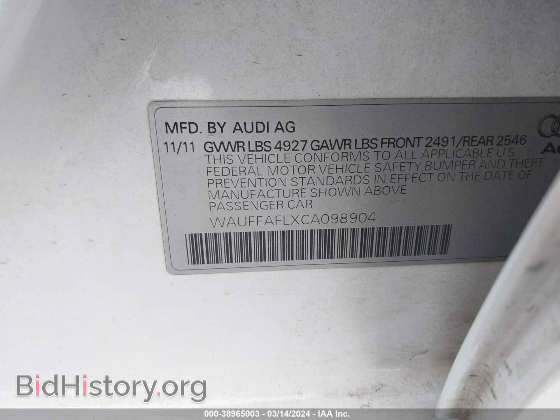 2012 AUDI A4 - VIN: WAUFFAFLXCA098904 - Фото 9