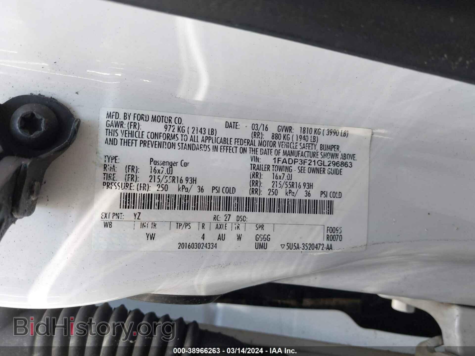 2016 FORD FOCUS - VIN: 1FADP3F21GL296863 - Фото 9