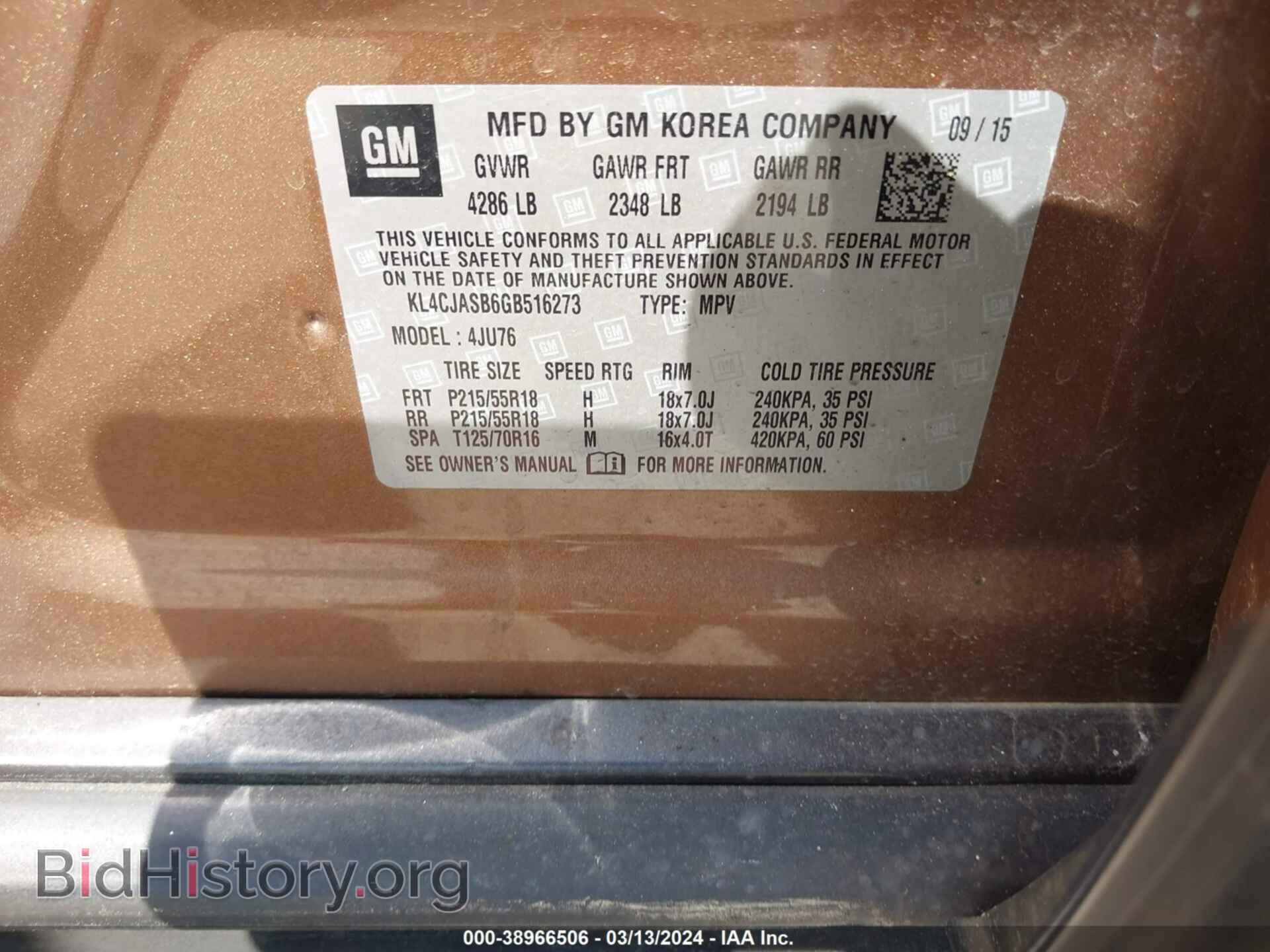2016 BUICK ENCORE - VIN: KL4CJASB6GB516273 - Photo 9
