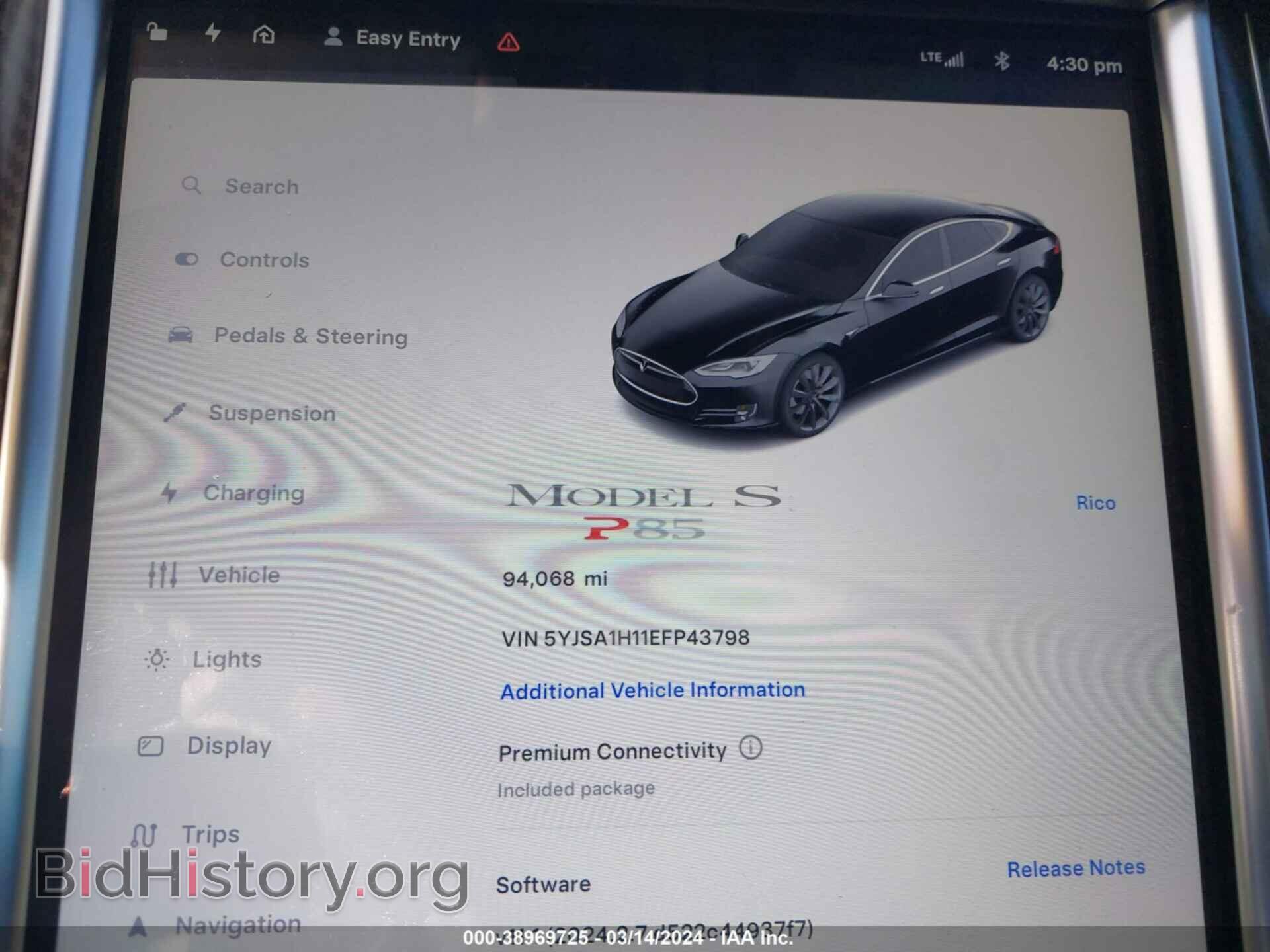 2014 TESLA MODEL S - VIN: 5YJSA1H11EFP43798 - Фото 7