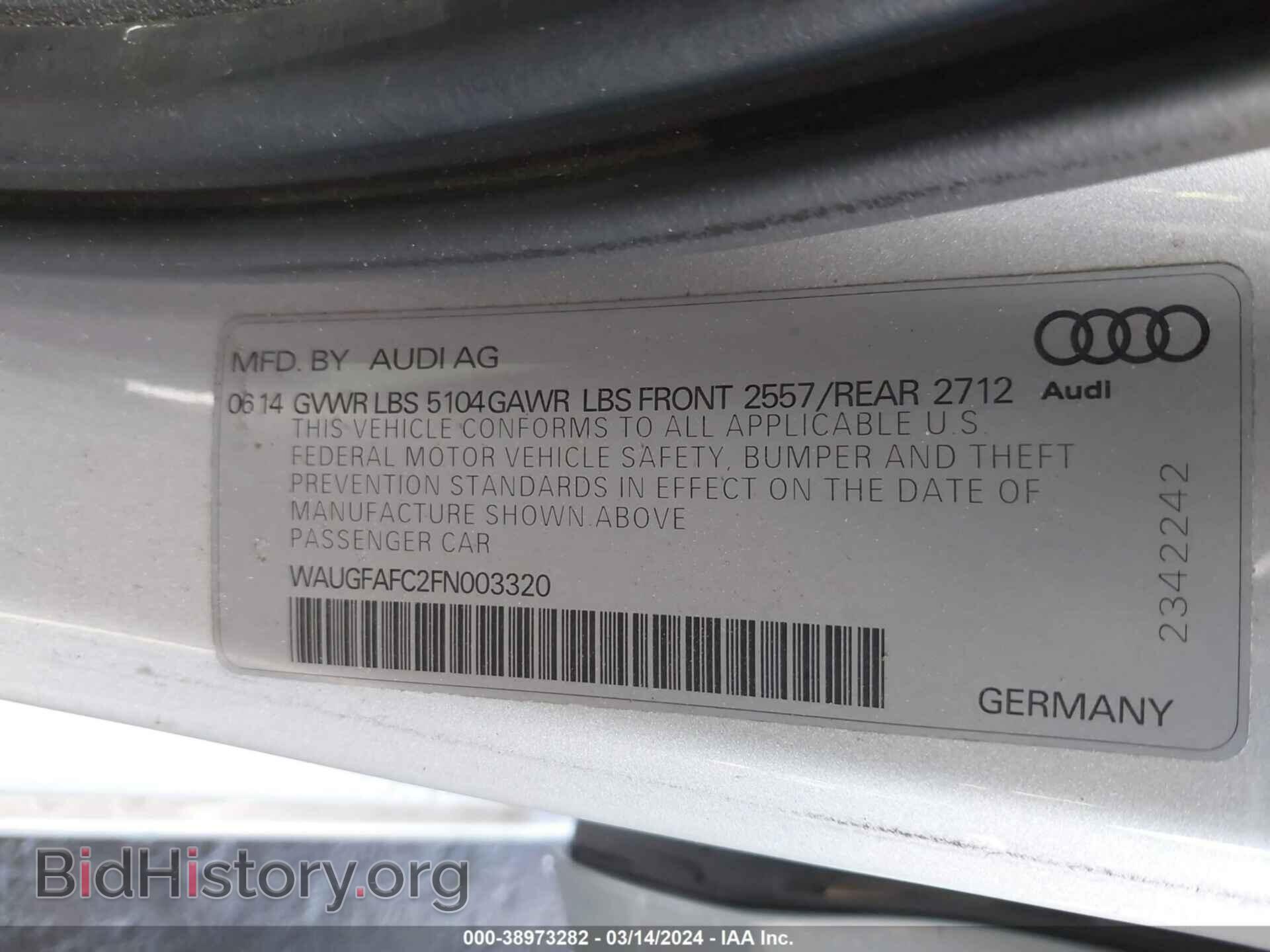 2015 AUDI A6 - VIN: WAUGFAFC2FN003320 - Фото 9