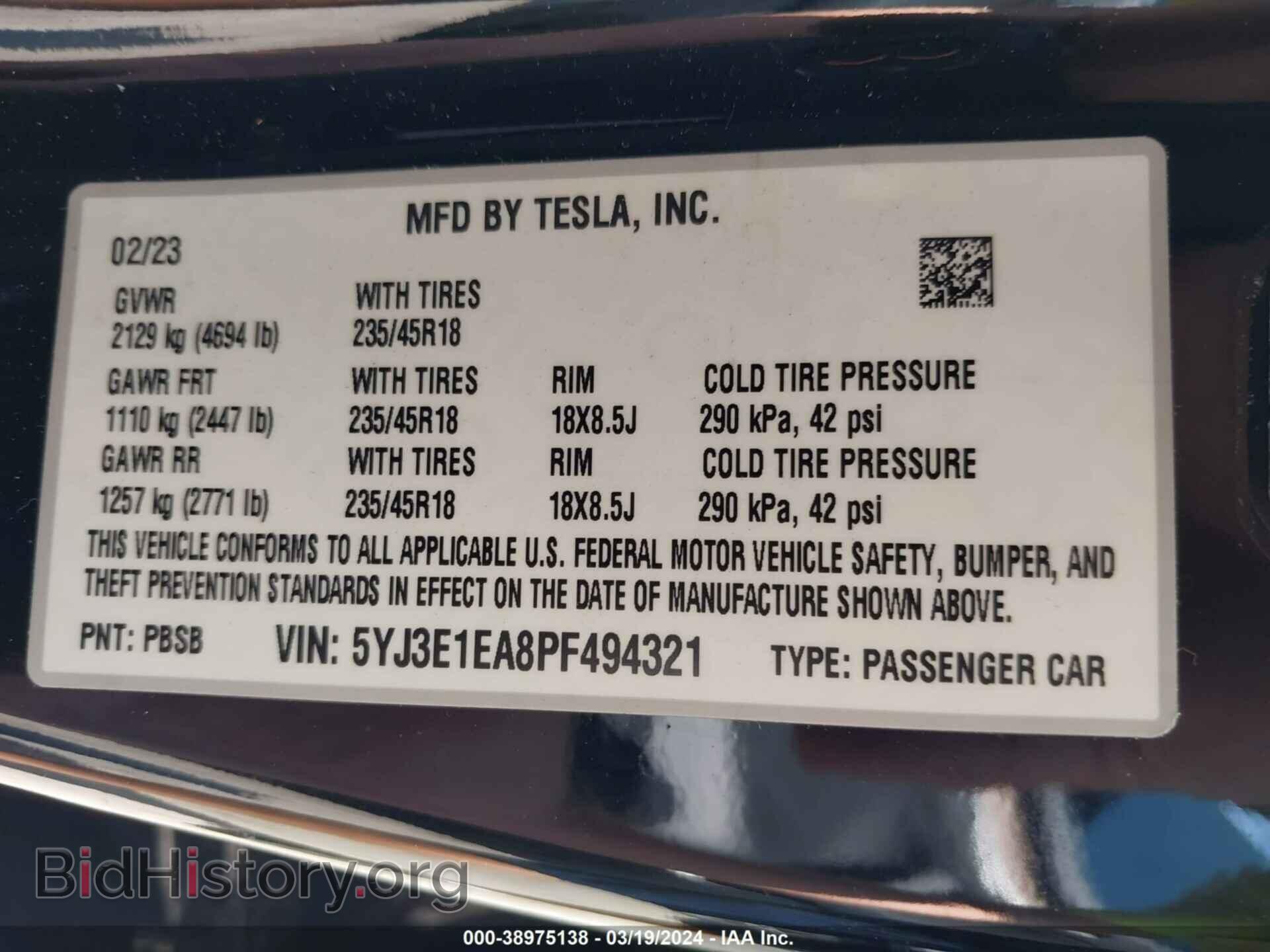 2023 TESLA MODEL 3 - VIN: 5YJ3E1EA8PF494321 - Photo 9