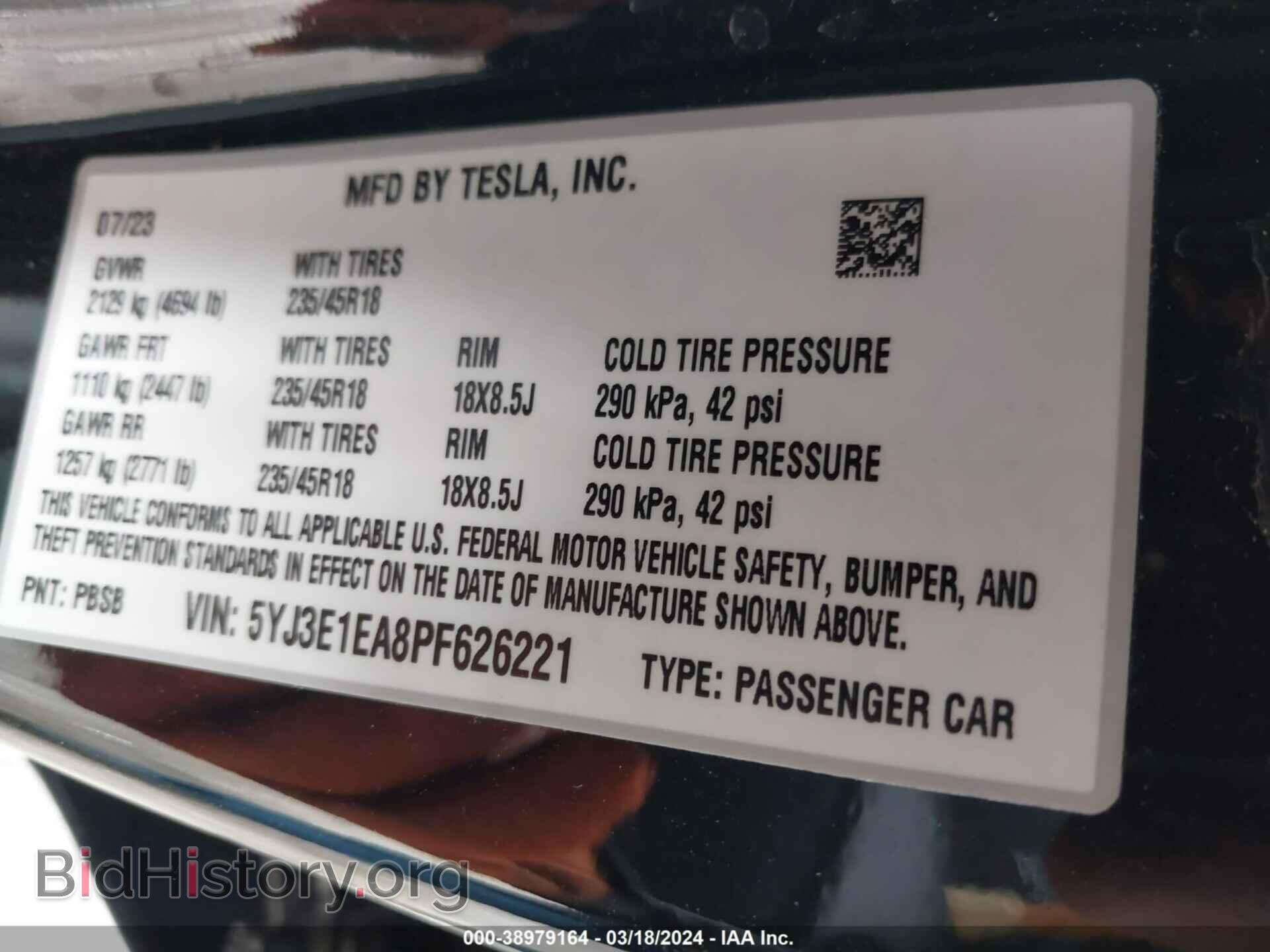 2023 TESLA MODEL 3 - VIN: 5YJ3E1EA8PF626221 - Фото 9