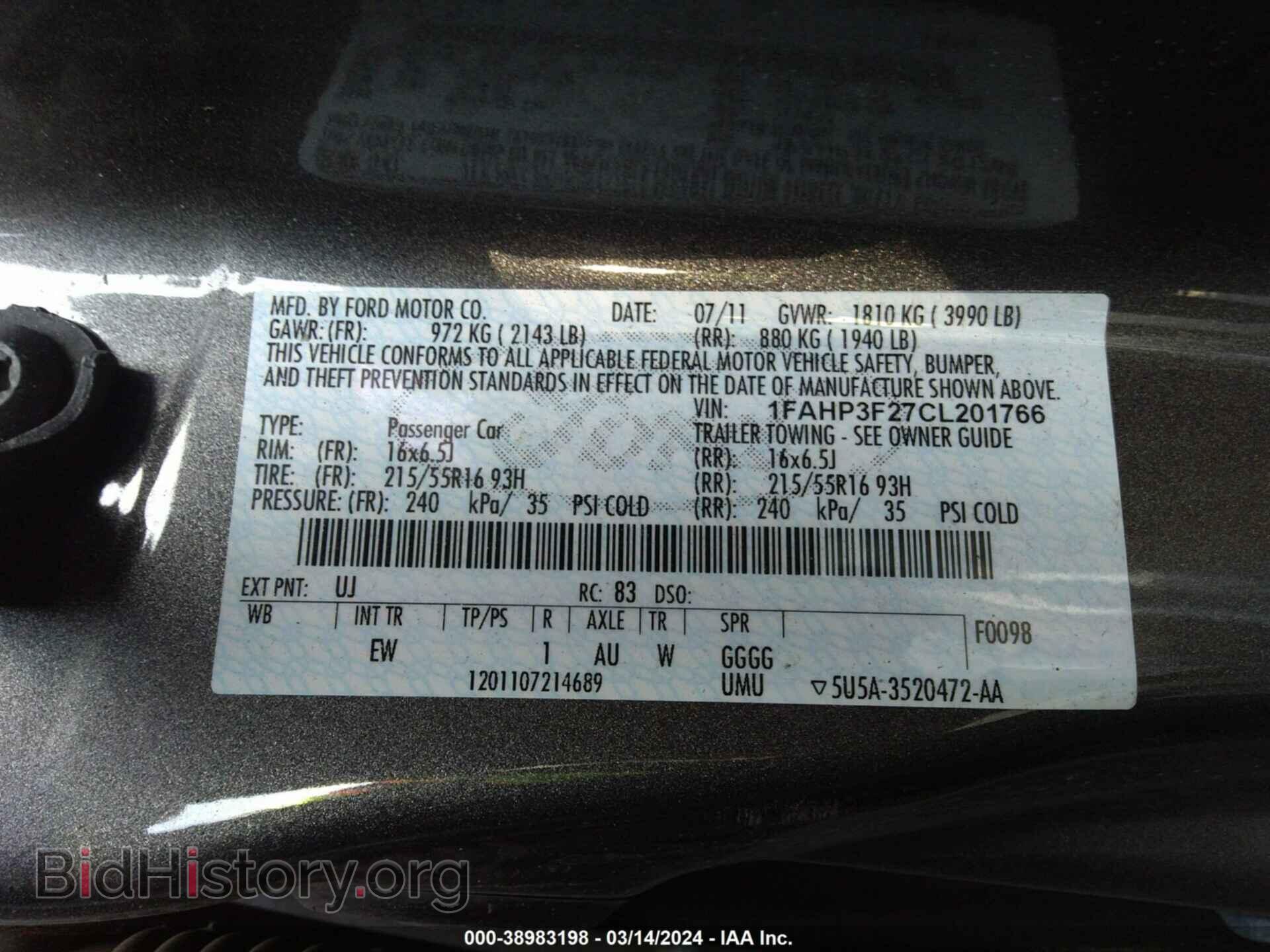 2012 FORD FOCUS - VIN: 1FAHP3F27CL201766 - Photo 9