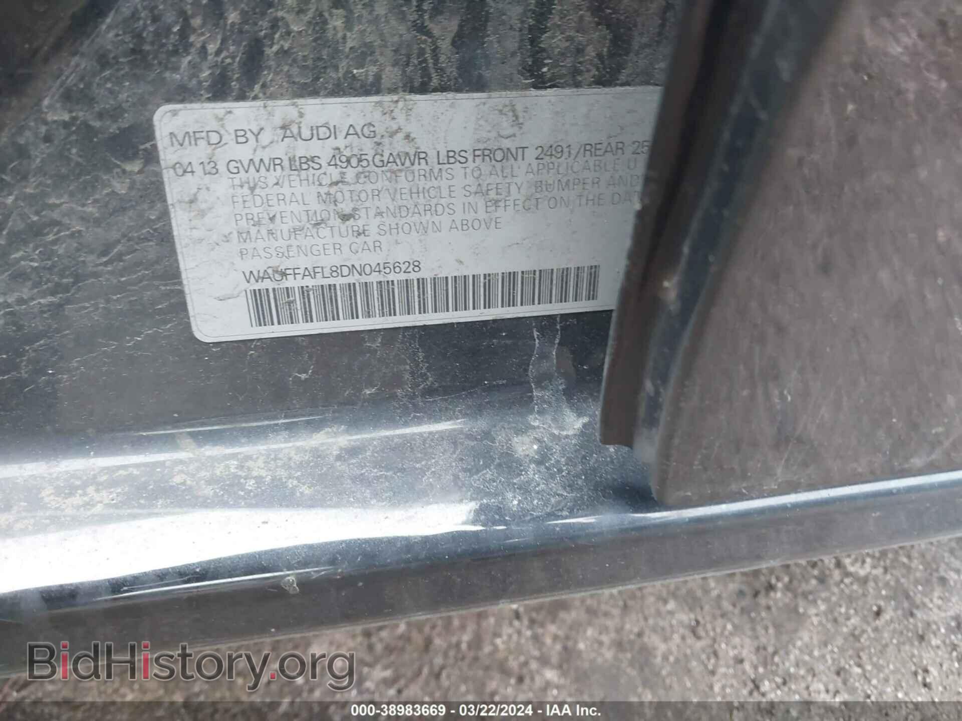 2013 AUDI A4 - VIN: WAUFFAFL8DN045628 - Фото 9