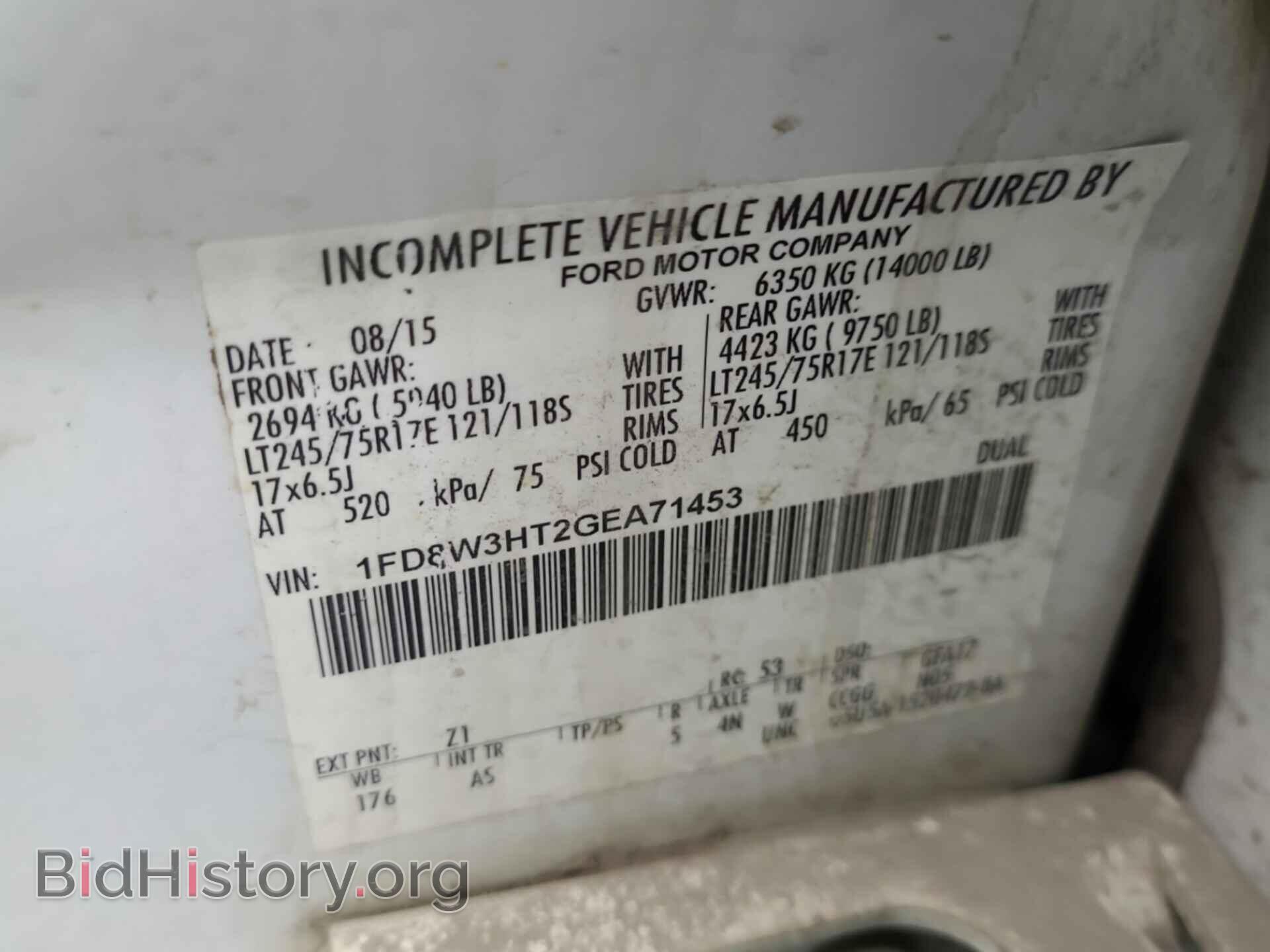 Фотография 1FD8W3HT2GEA71453 - FORD F-350 CHASSIS 2016