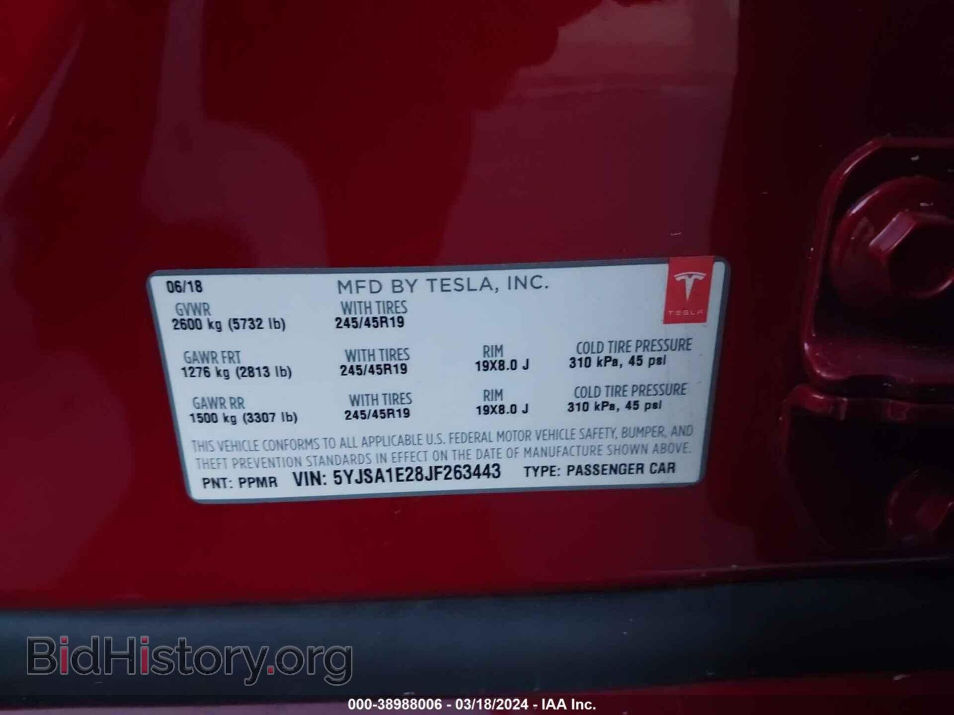 2018 TESLA MODEL S - VIN: 5YJSA1E28JF263443 - Photo 9