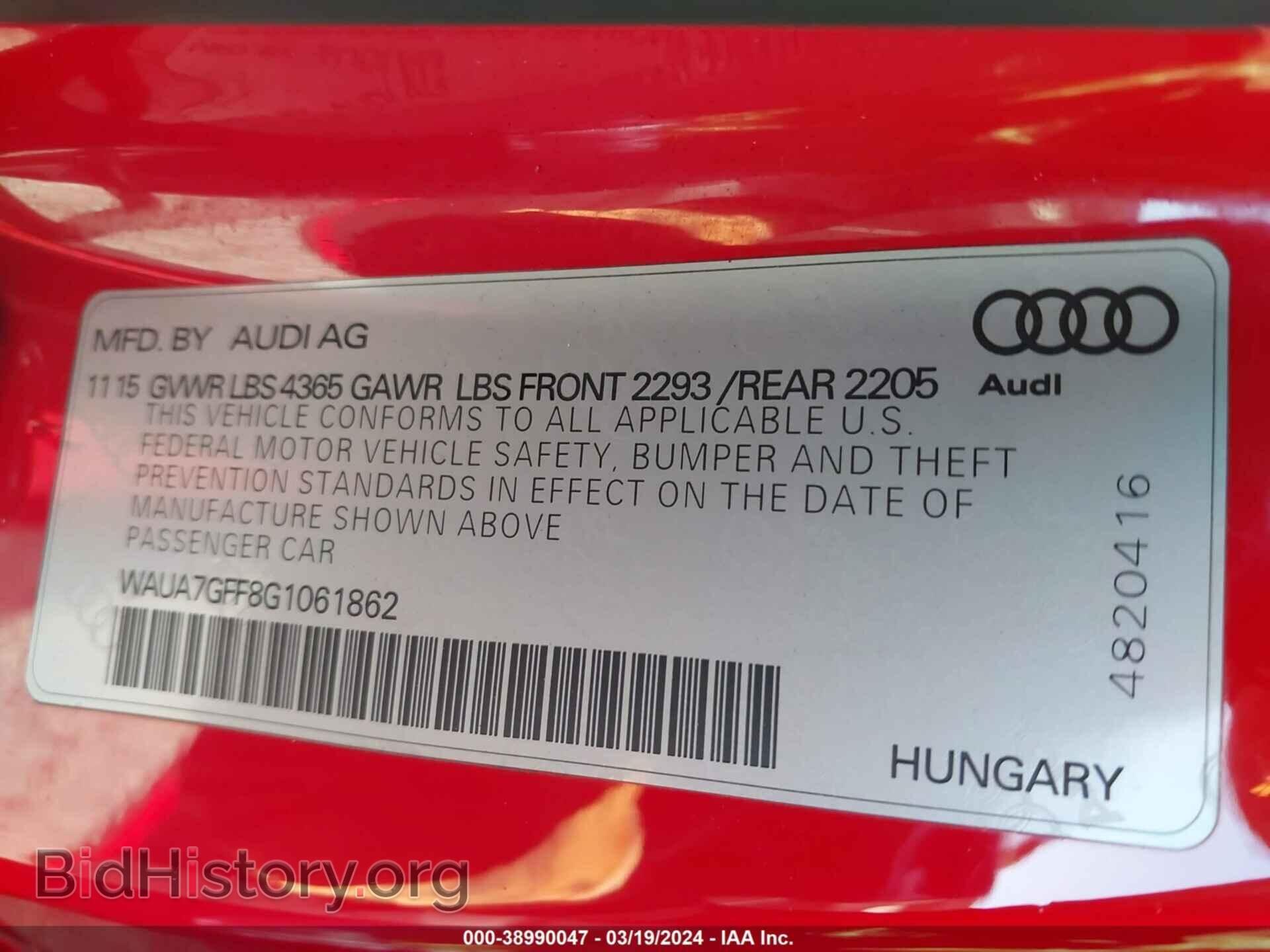 2016 AUDI A3 - VIN: WAUA7GFF8G1061862 - Фото 9