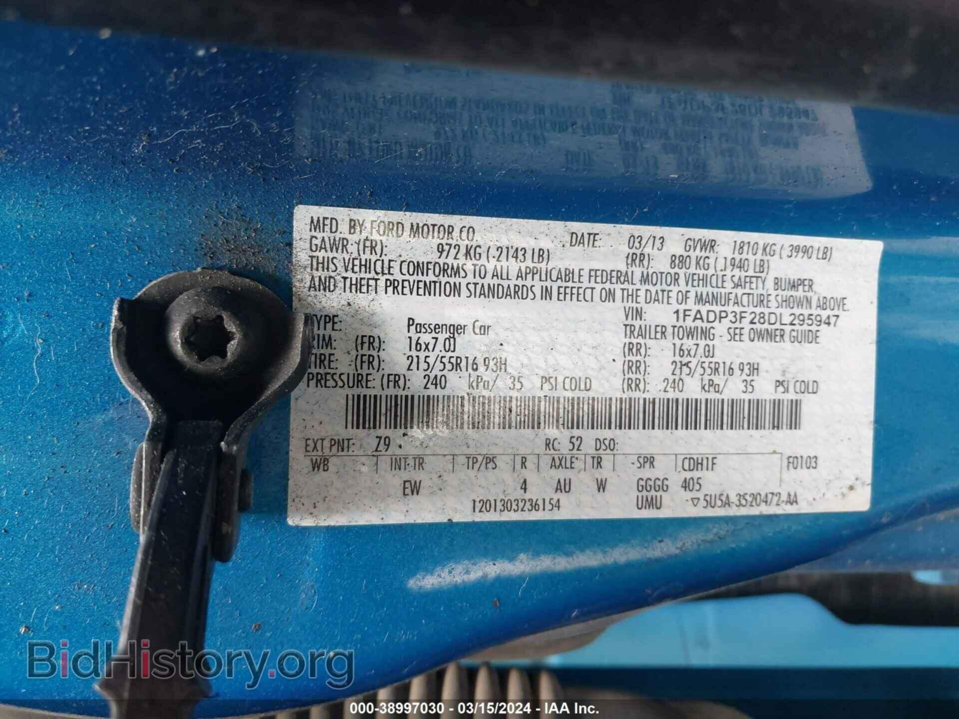 2013 FORD FOCUS - VIN: 1FADP3F28DL295947 - Фото 9