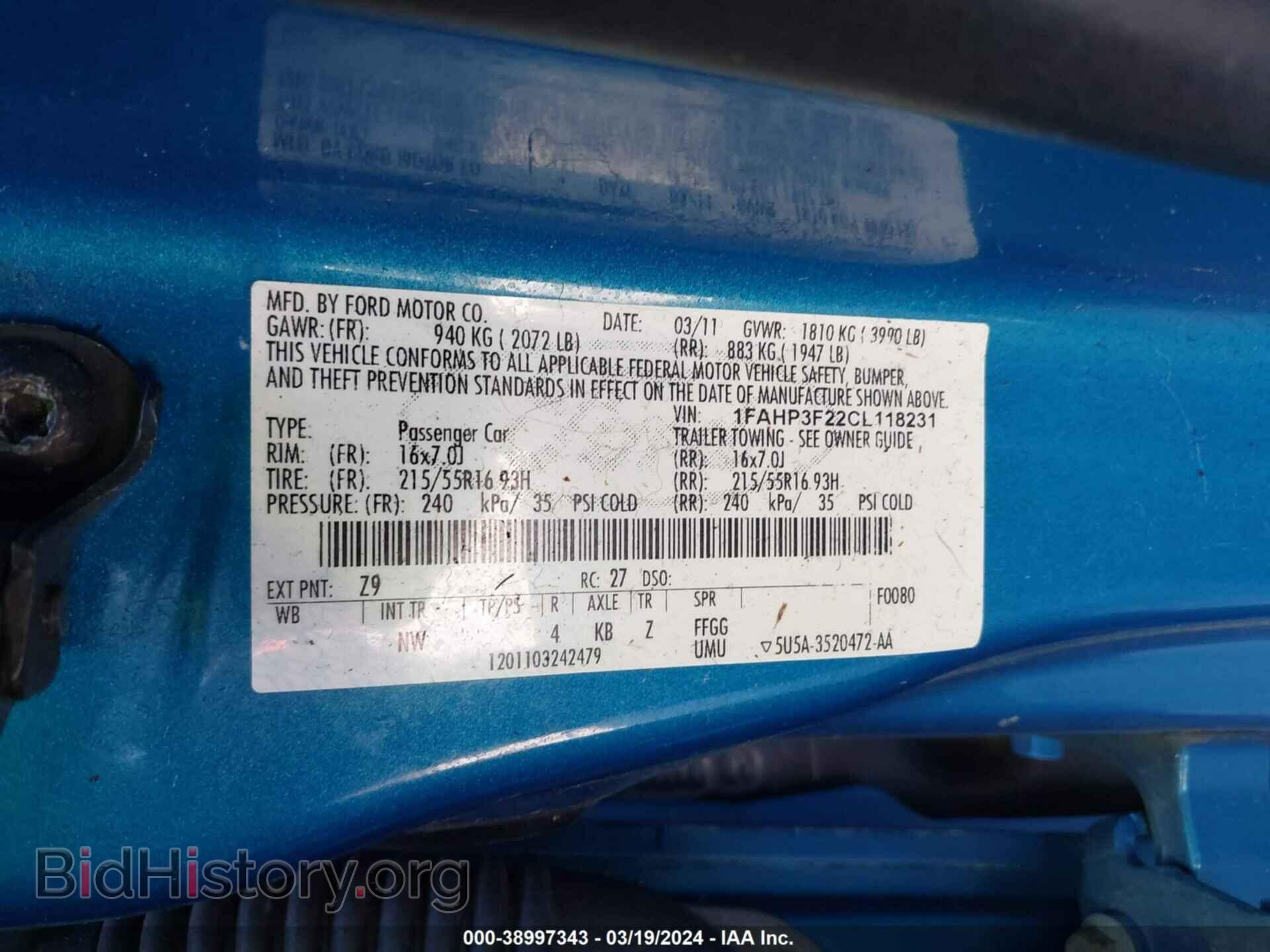 2012 FORD FOCUS - VIN: 1FAHP3F22CL118231 - Фото 9