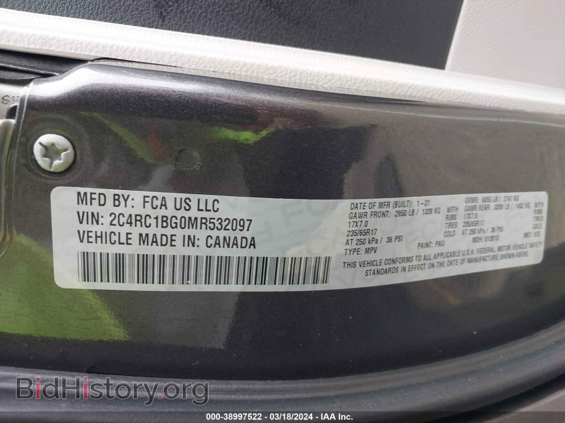 2021 CHRYSLER PACIFICA - VIN: 2C4RC1BG0MR532097 - Photo 9