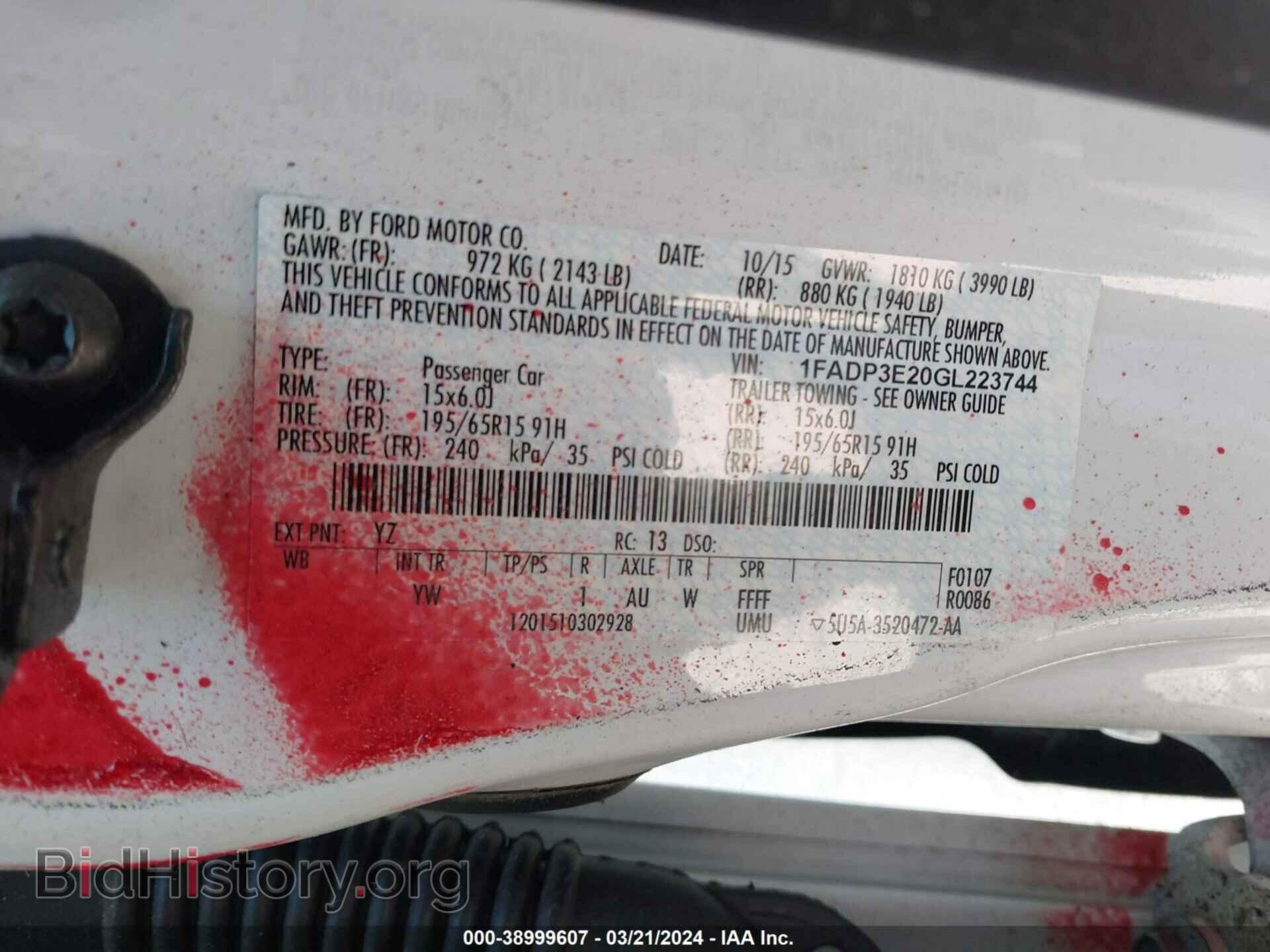 2016 FORD FOCUS - VIN: 1FADP3E20GL223744 - Фото 9