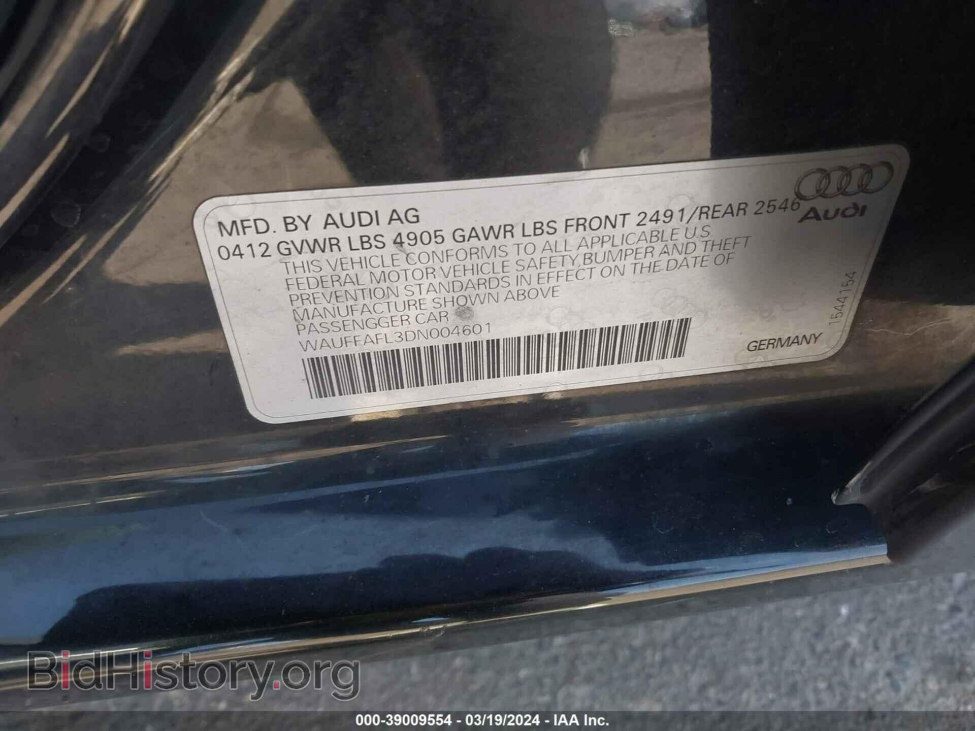 2013 AUDI A4 - VIN: WAUFFAFL3DN004601 - Фото 9