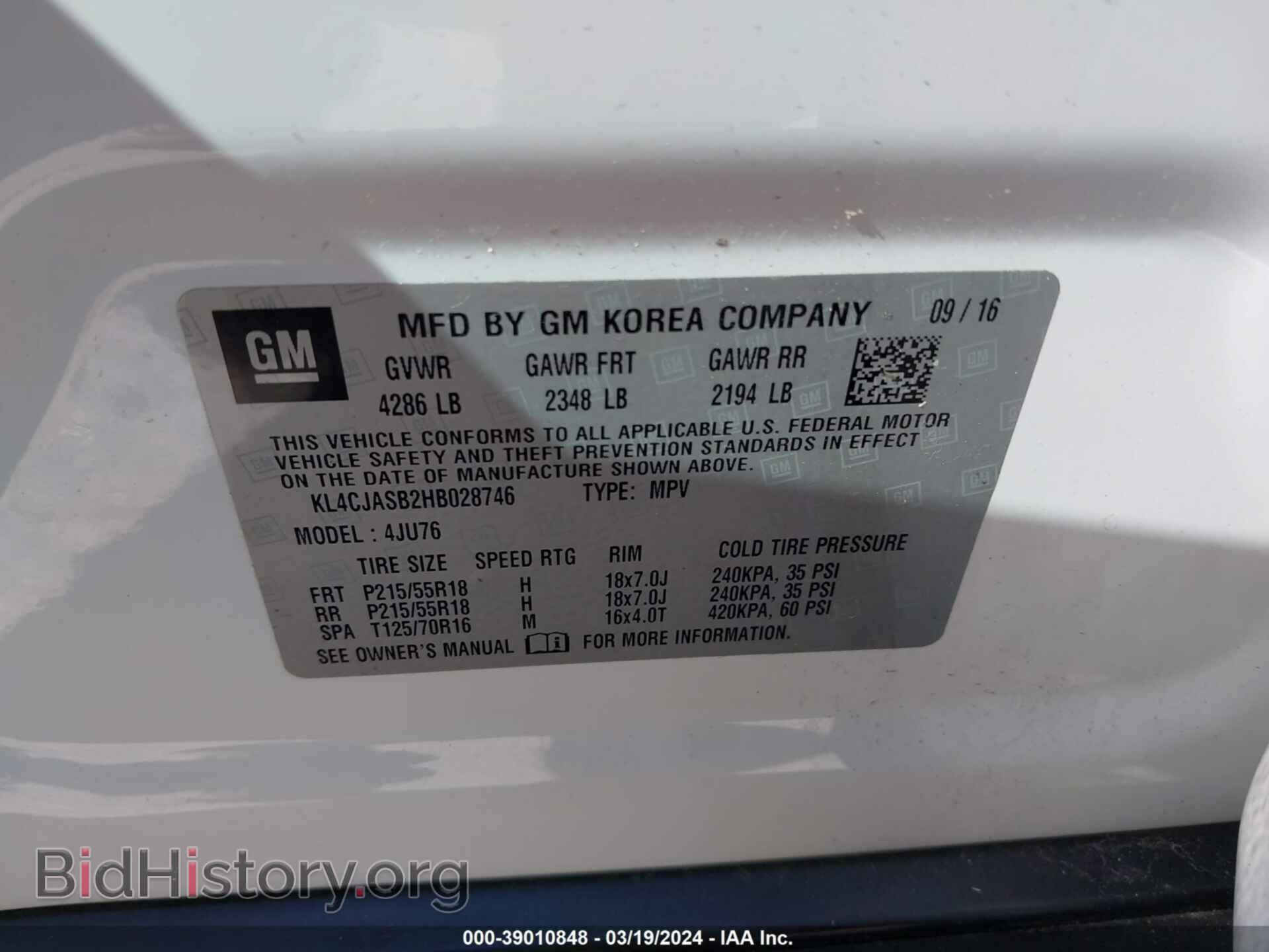 2017 BUICK ENCORE - VIN: KL4CJASB2HB028746 - Фото 9