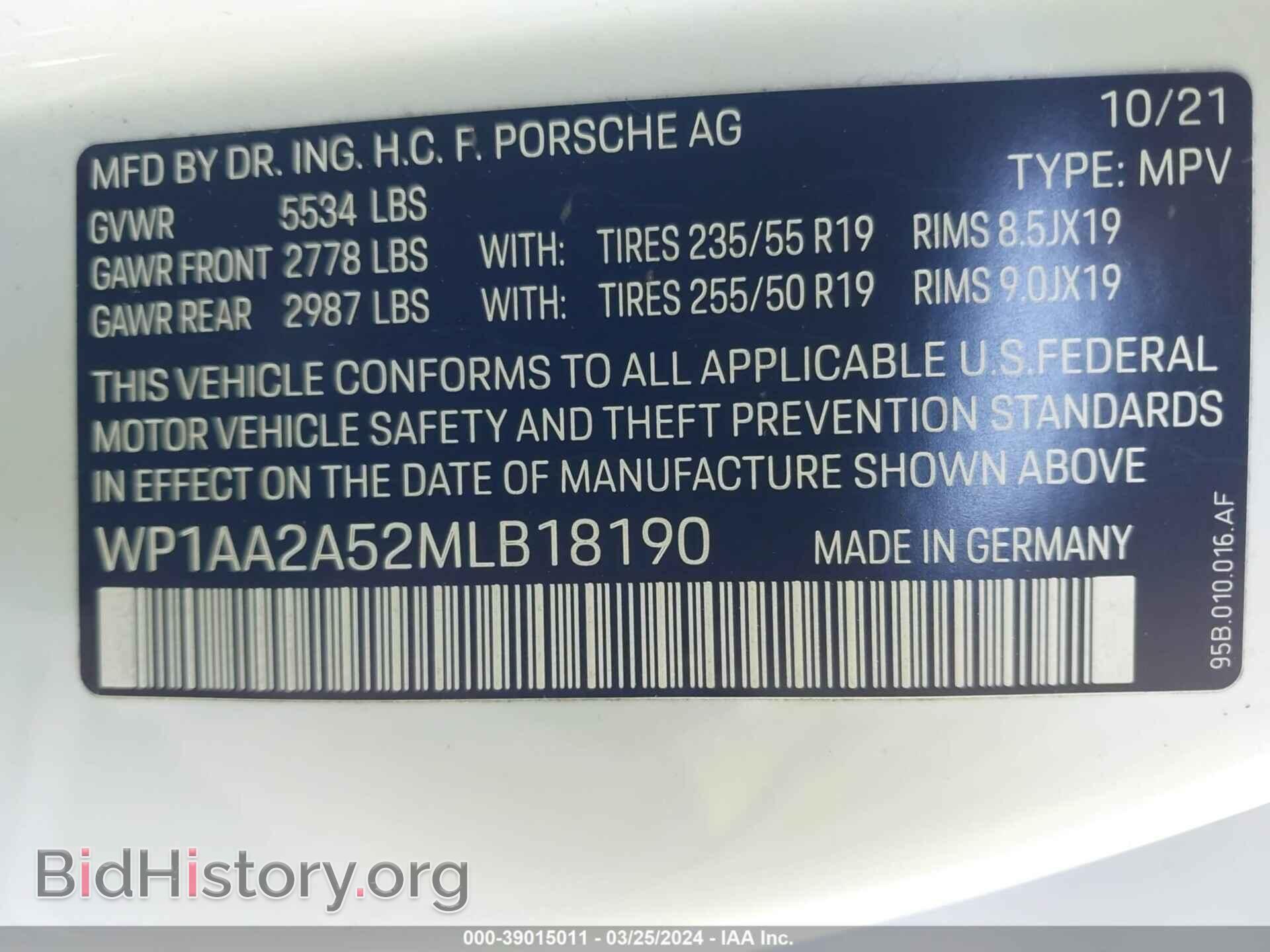 2021 PORSCHE MACAN - VIN: WP1AA2A52MLB18190 - Photo 9