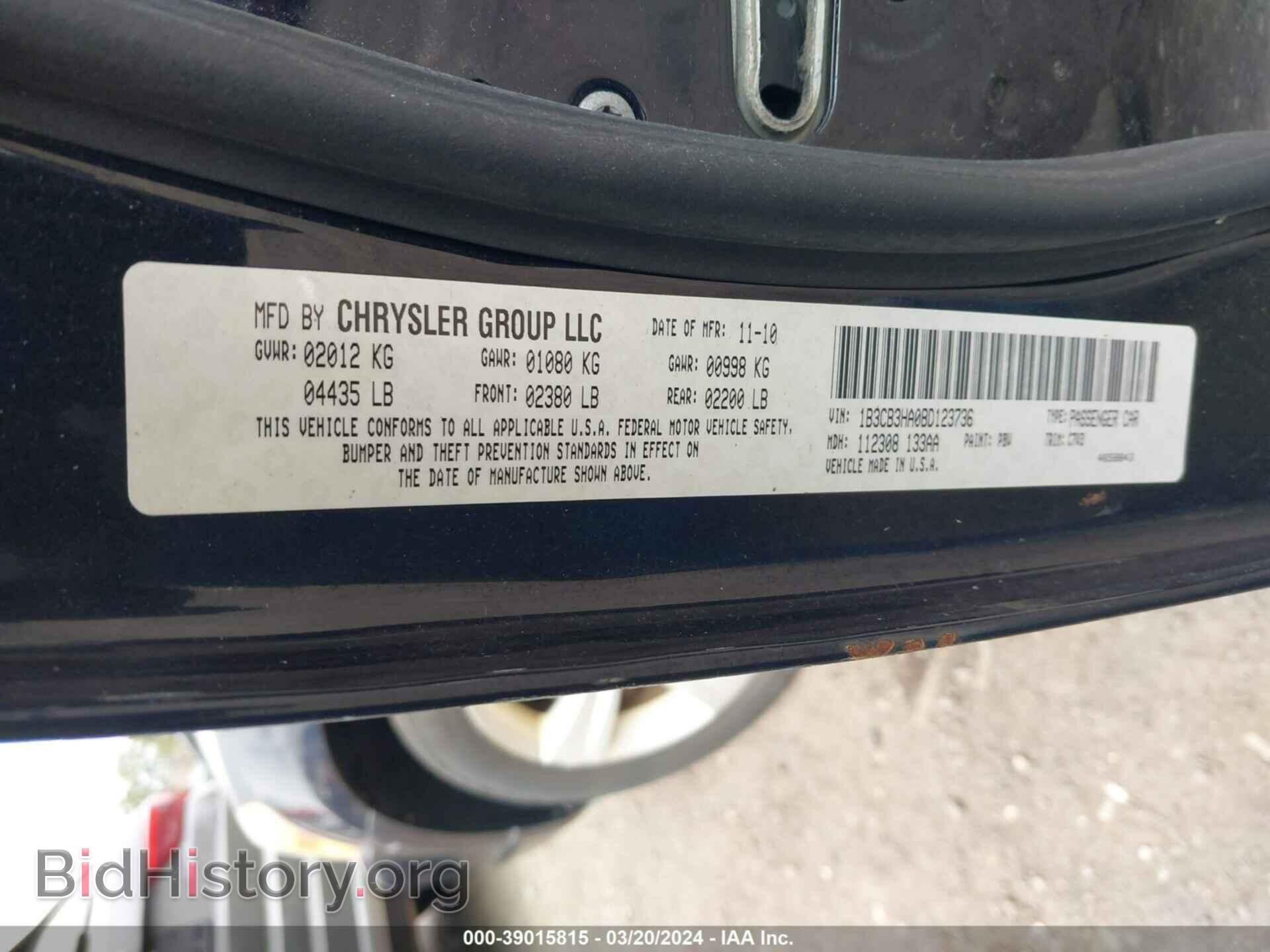 2011 DODGE CALIBER - VIN: 1B3CB3HA0BD123736 - Фото 9