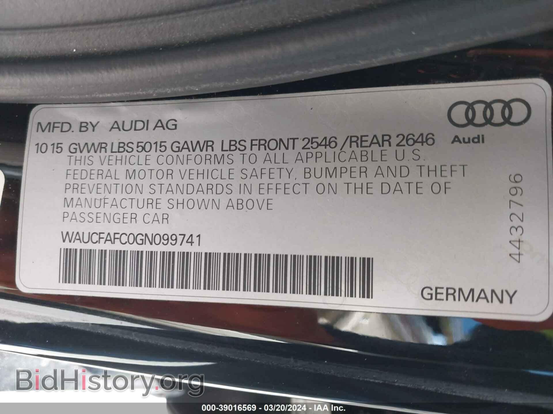 2016 AUDI A6 - VIN: WAUCFAFC0GN099741 - Фото 9