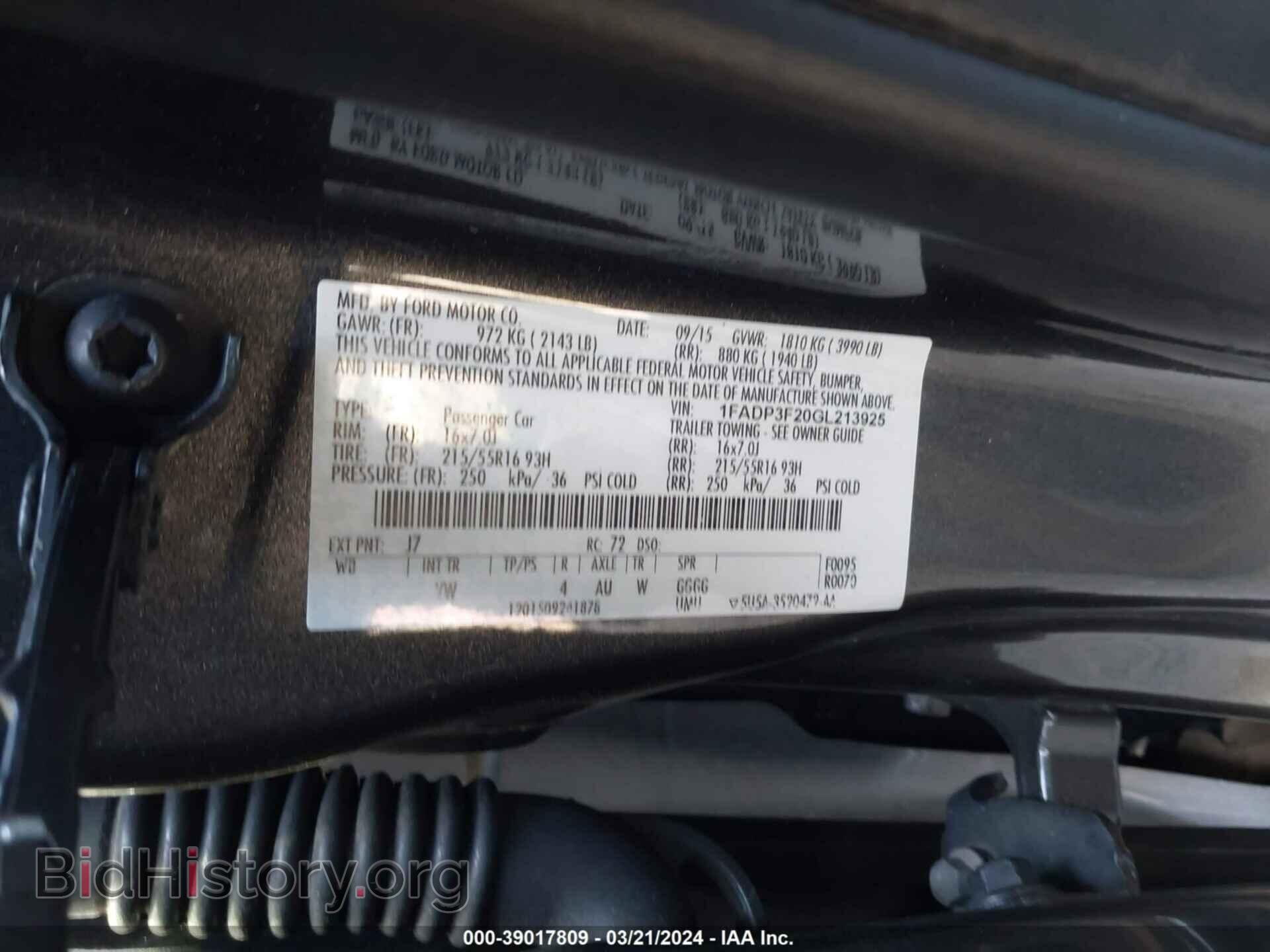 2016 FORD FOCUS - VIN: 1FADP3F20GL213925 - Фото 9