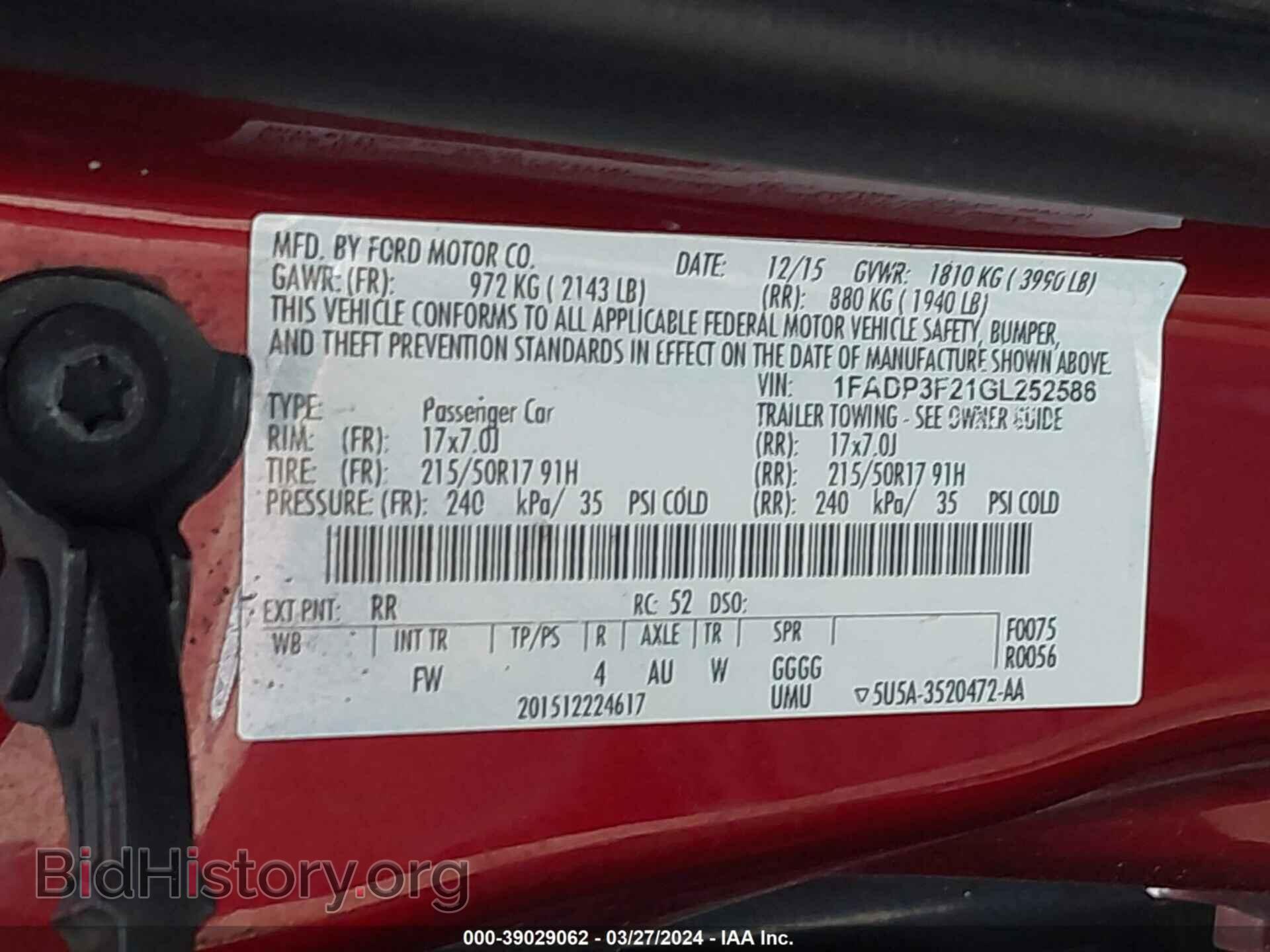 2016 FORD FOCUS - VIN: 1FADP3F21GL252586 - Фото 9