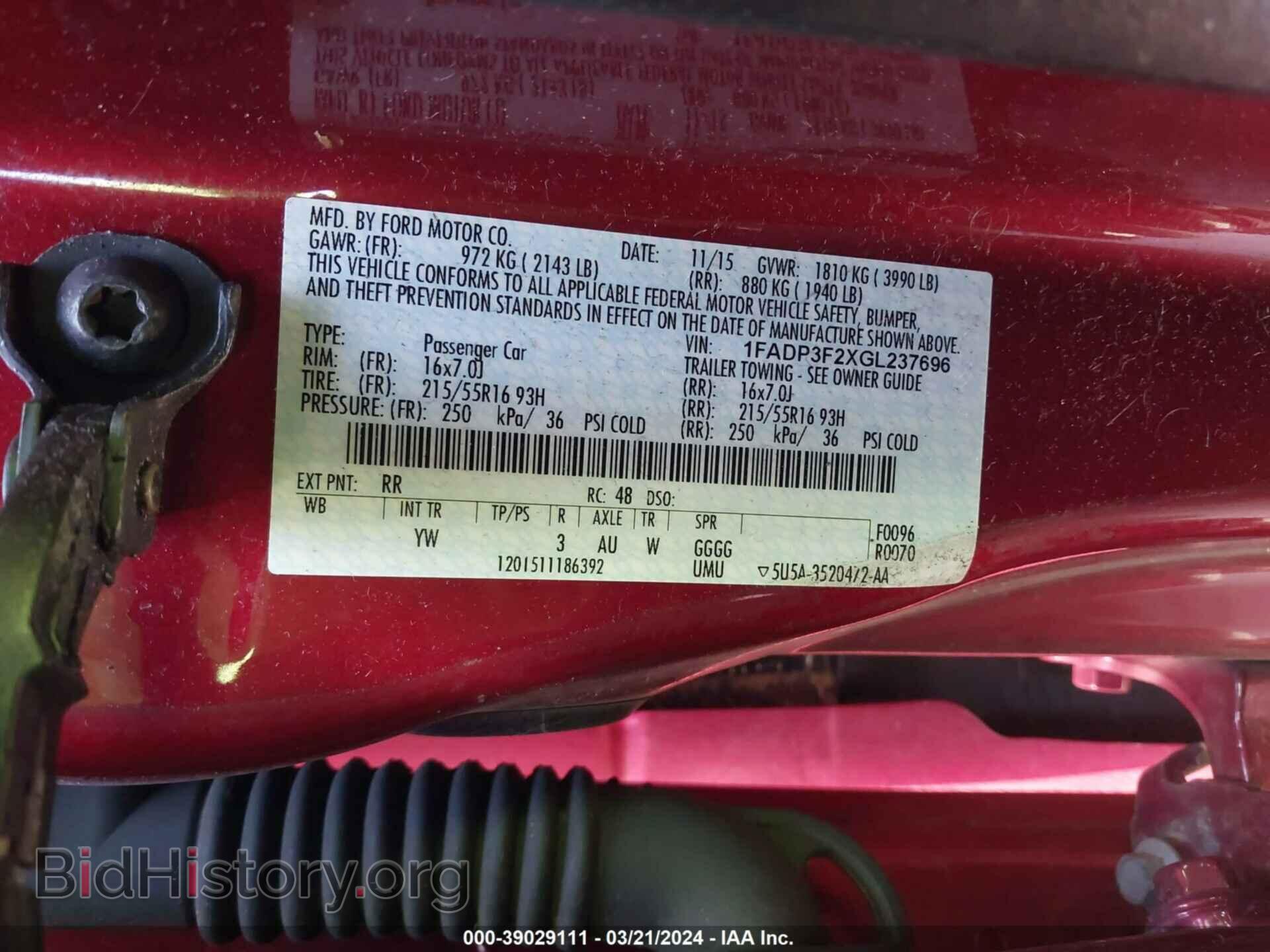 2016 FORD FOCUS - VIN: 1FADP3F2XGL237696 - Фото 9