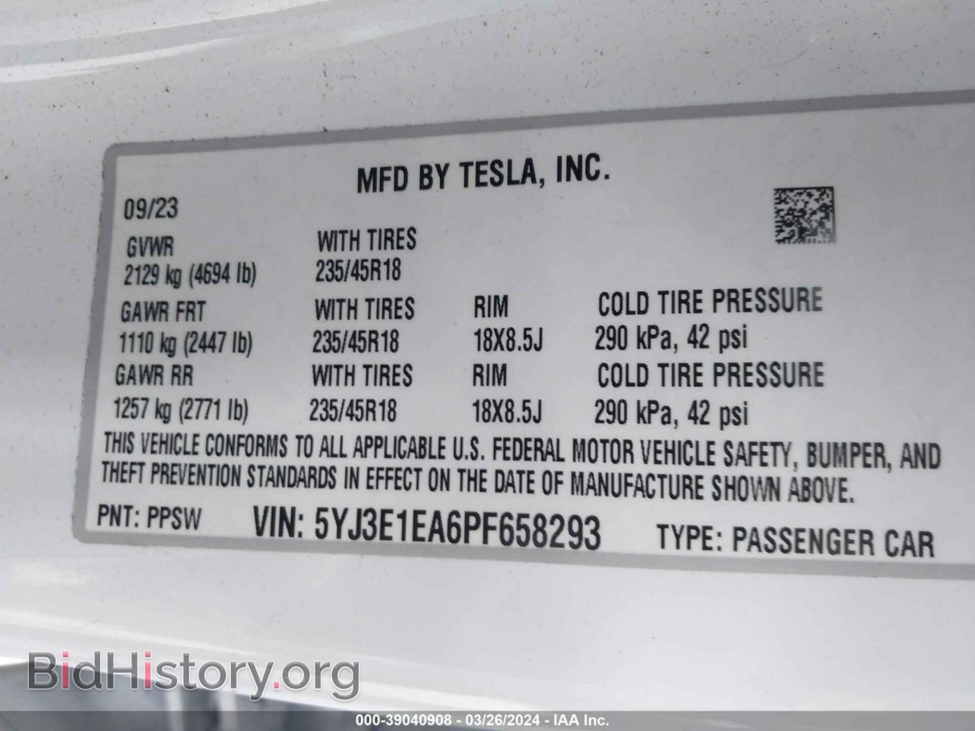 2023 TESLA MODEL 3 - VIN: 5YJ3E1EA6PF658293 - Фото 9