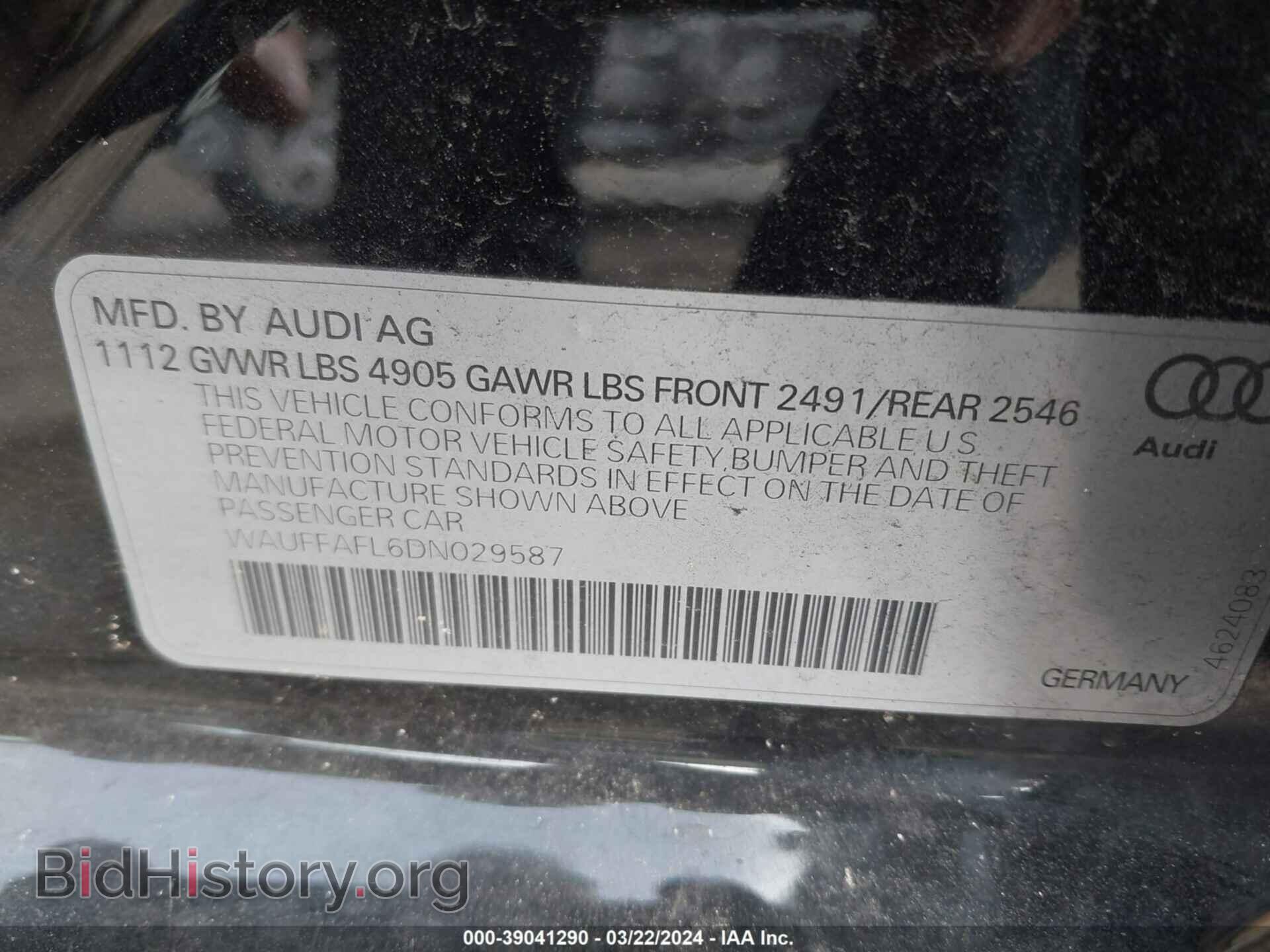 2013 AUDI A4 - VIN: WAUFFAFL6DN029587 - Фото 9