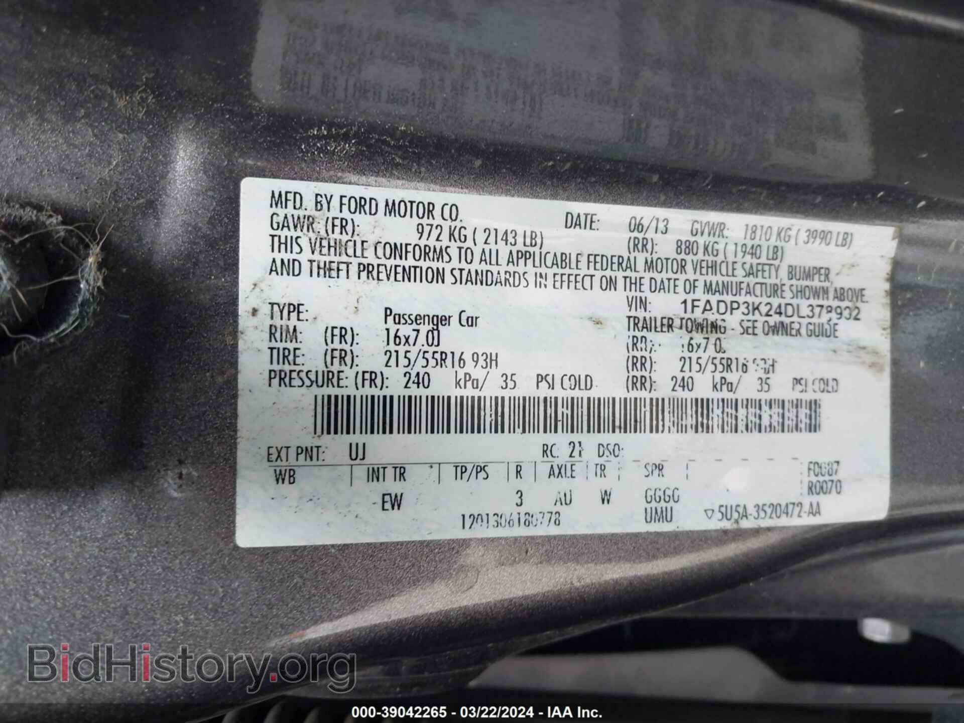 2013 FORD FOCUS - VIN: 1FADP3K24DL378992 - Фото 9