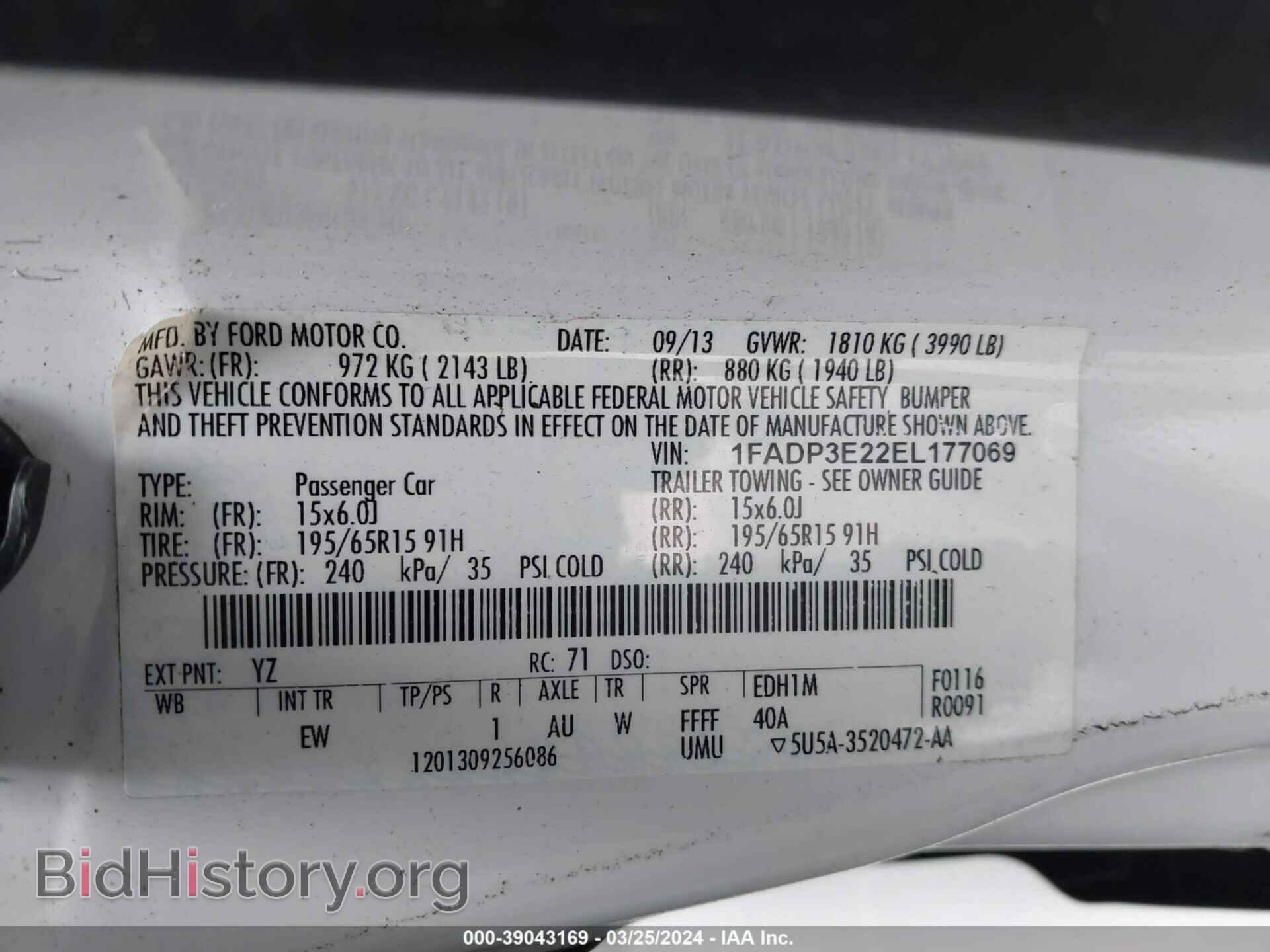 2014 FORD FOCUS - VIN: 1FADP3E22EL177069 - Фото 9