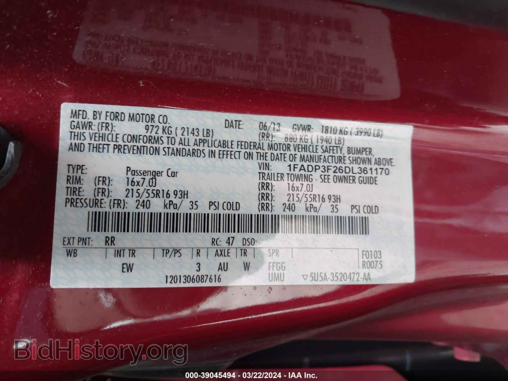 2013 FORD FOCUS - VIN: 1FADP3F26DL361170 - Фото 9