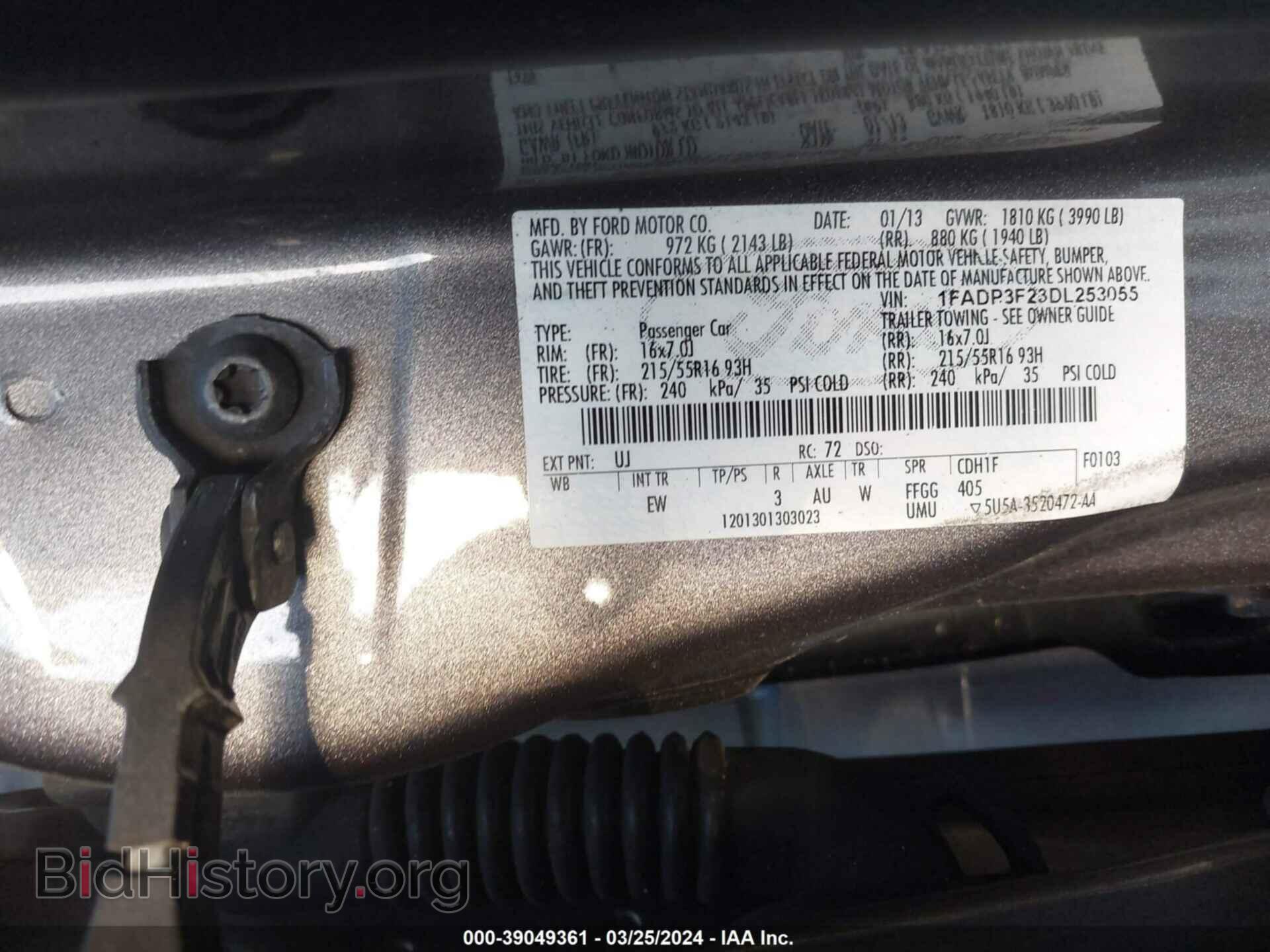2013 FORD FOCUS - VIN: 1FADP3F23DL253055 - Фото 9