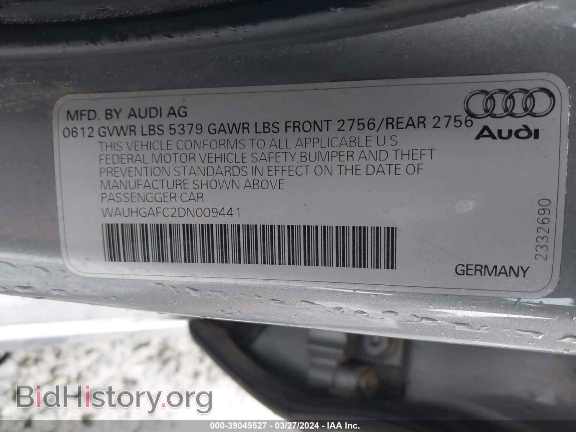 2013 AUDI A6 - VIN: WAUHGAFC2DN009441 - Photo 9