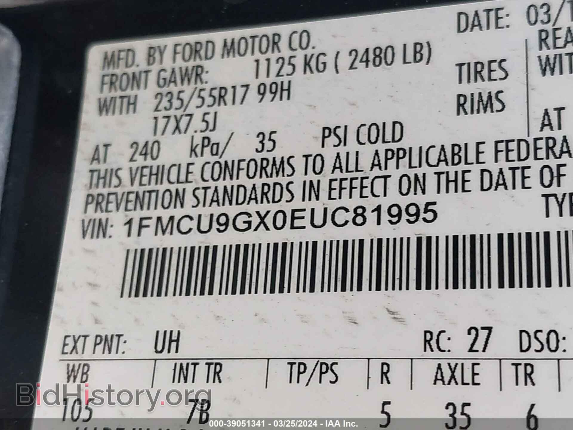 2014 FORD ESCAPE - VIN: 1FMCU9GX0EUC81995 - Photo 9