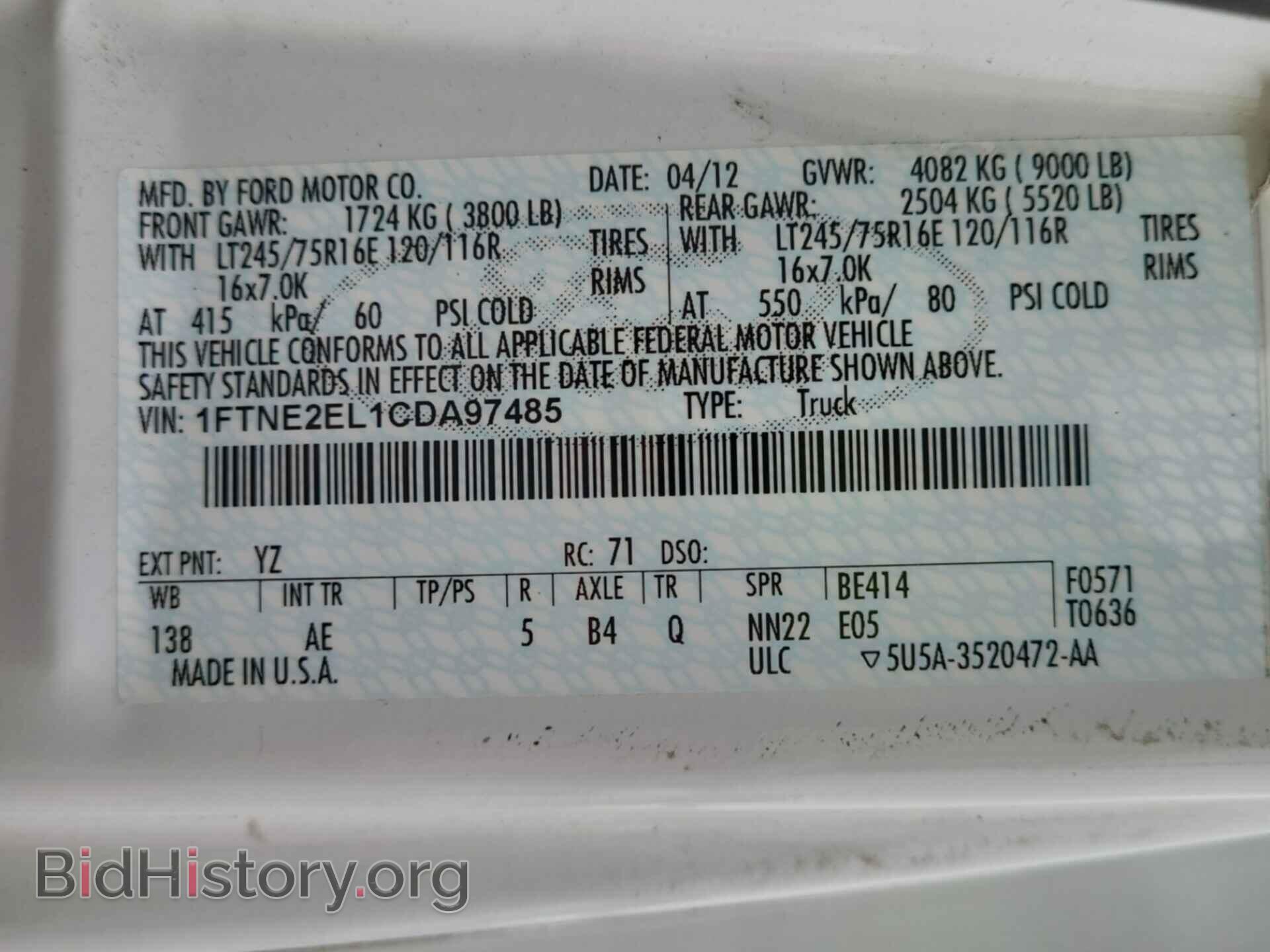 2012 FORD E-250 - VIN: 1FTNE2EL1CDA97485 - Фото 10