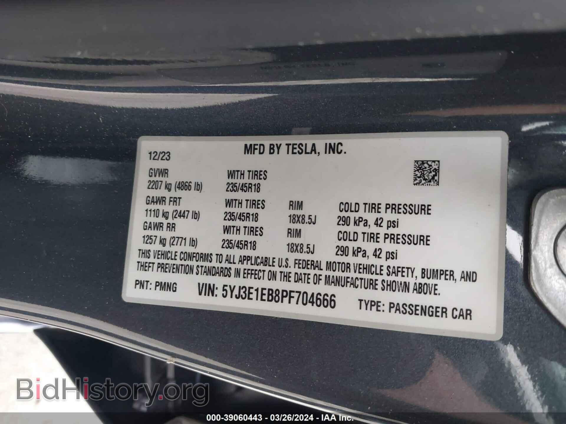 2023 TESLA MODEL 3 - VIN: 5YJ3E1EB8PF704666 - Фото 9