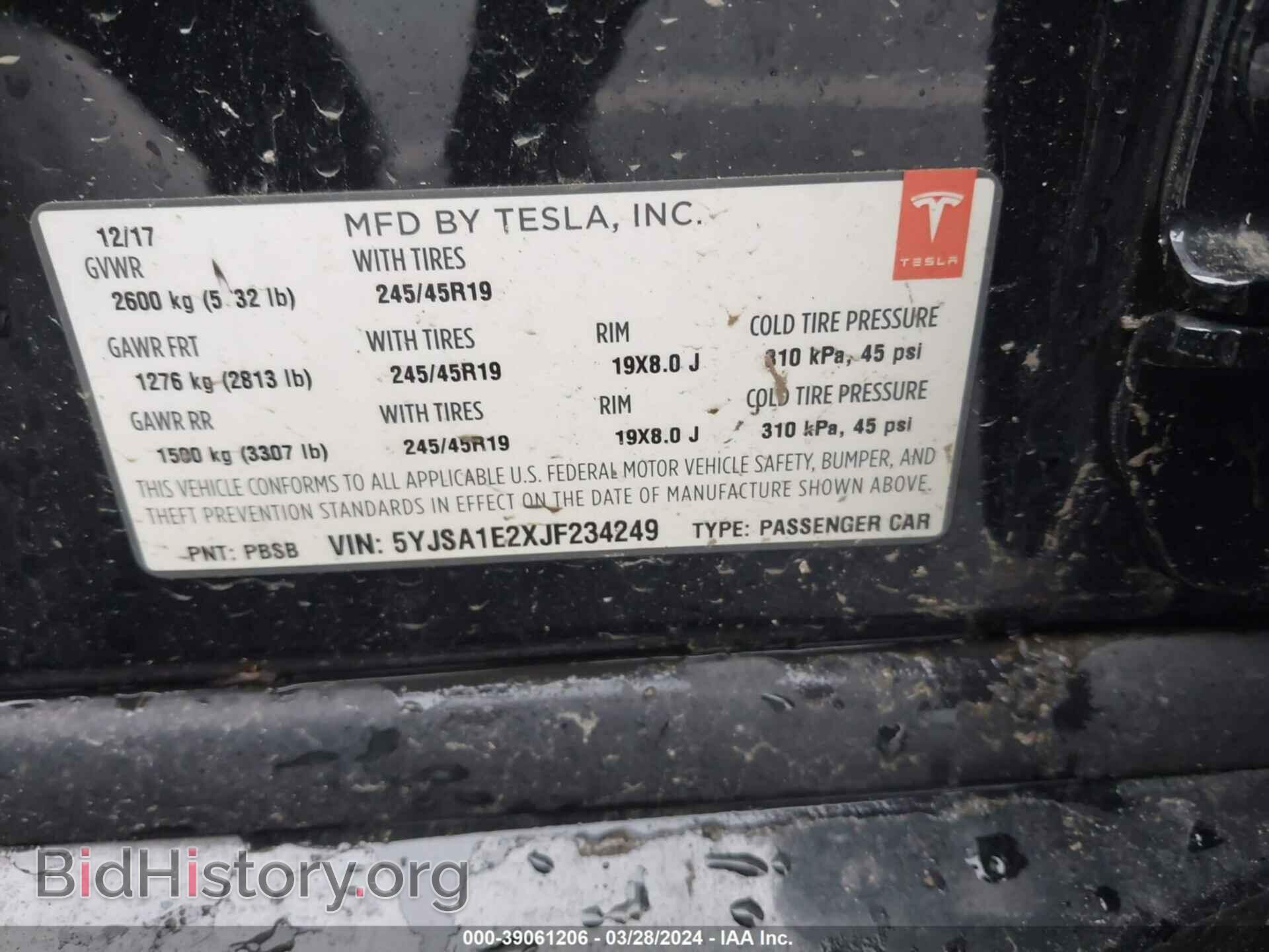 2018 TESLA MODEL S - VIN: 5YJSA1E2XJF234249 - Photo 9