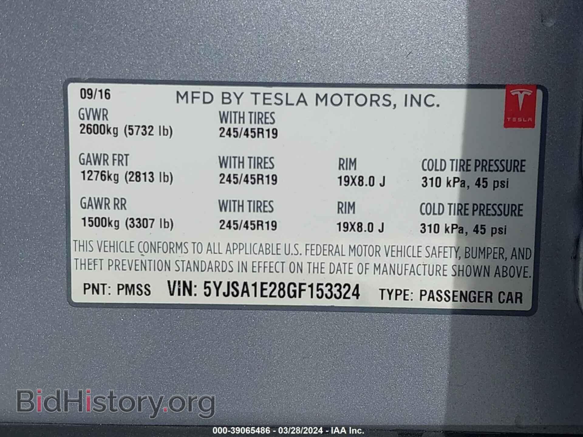 2016 TESLA MODEL S - VIN: 5YJSA1E28GF153324 - Photo 9