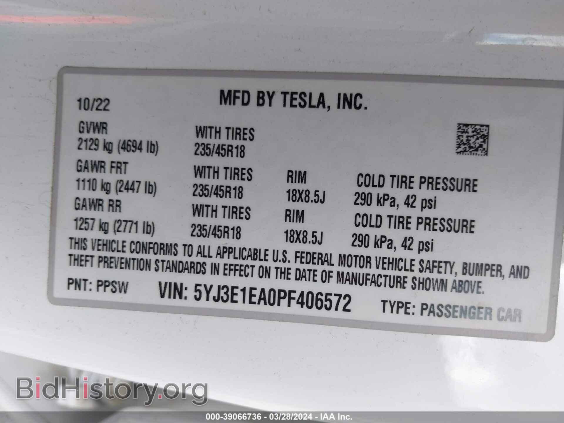 2023 TESLA MODEL 3 - VIN: 5YJ3E1EA0PF406572 - Фото 9